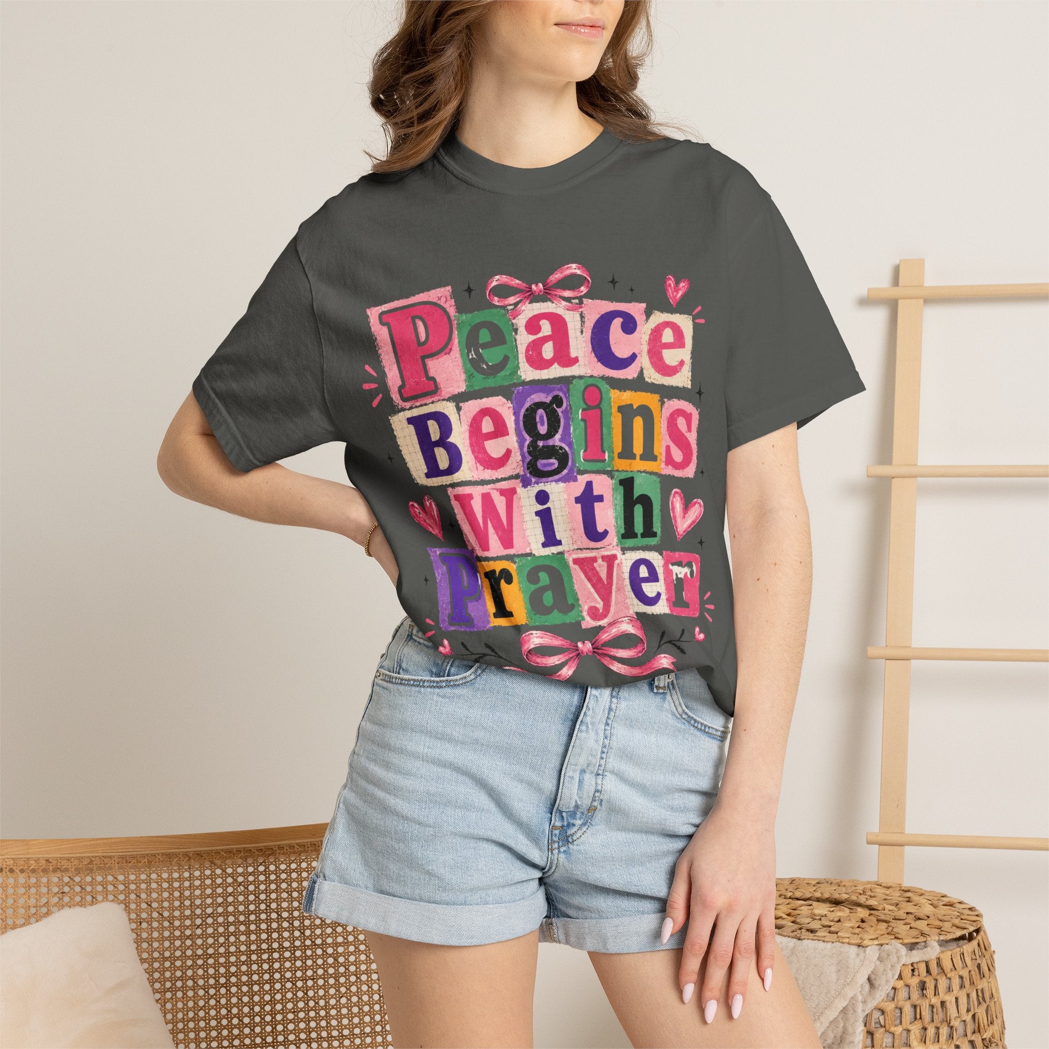 Peace Begins With Prayer T-Shirt — Inspirational Faith Graphic Tee