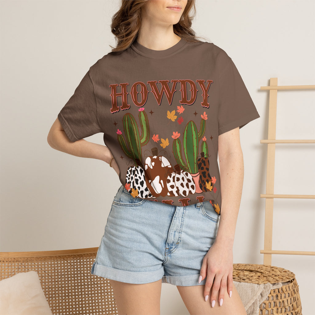 Howdy Fall Graphic Tee — Western Cactus Pumpkin Autumn T-Shirt