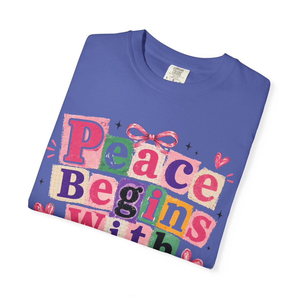 Peace Begins With Prayer T-Shirt — Inspirational Faith Graphic Tee