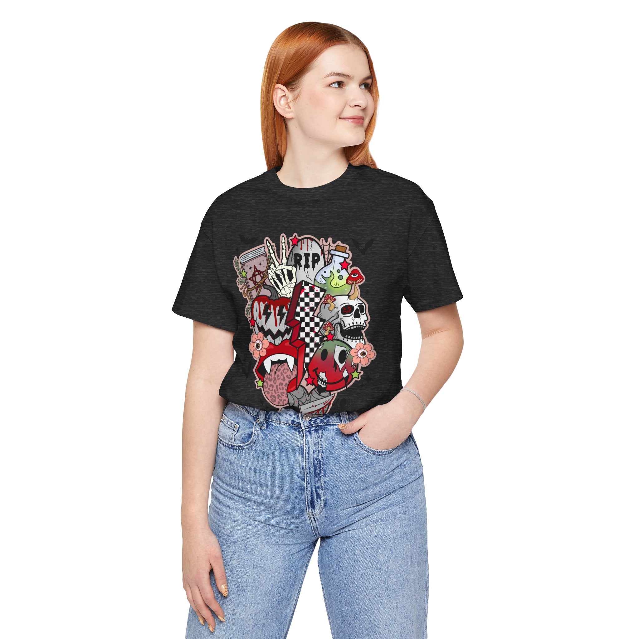Skull & Joker Graphic Tee — Halloween Goth Punk Horror T-Shirt