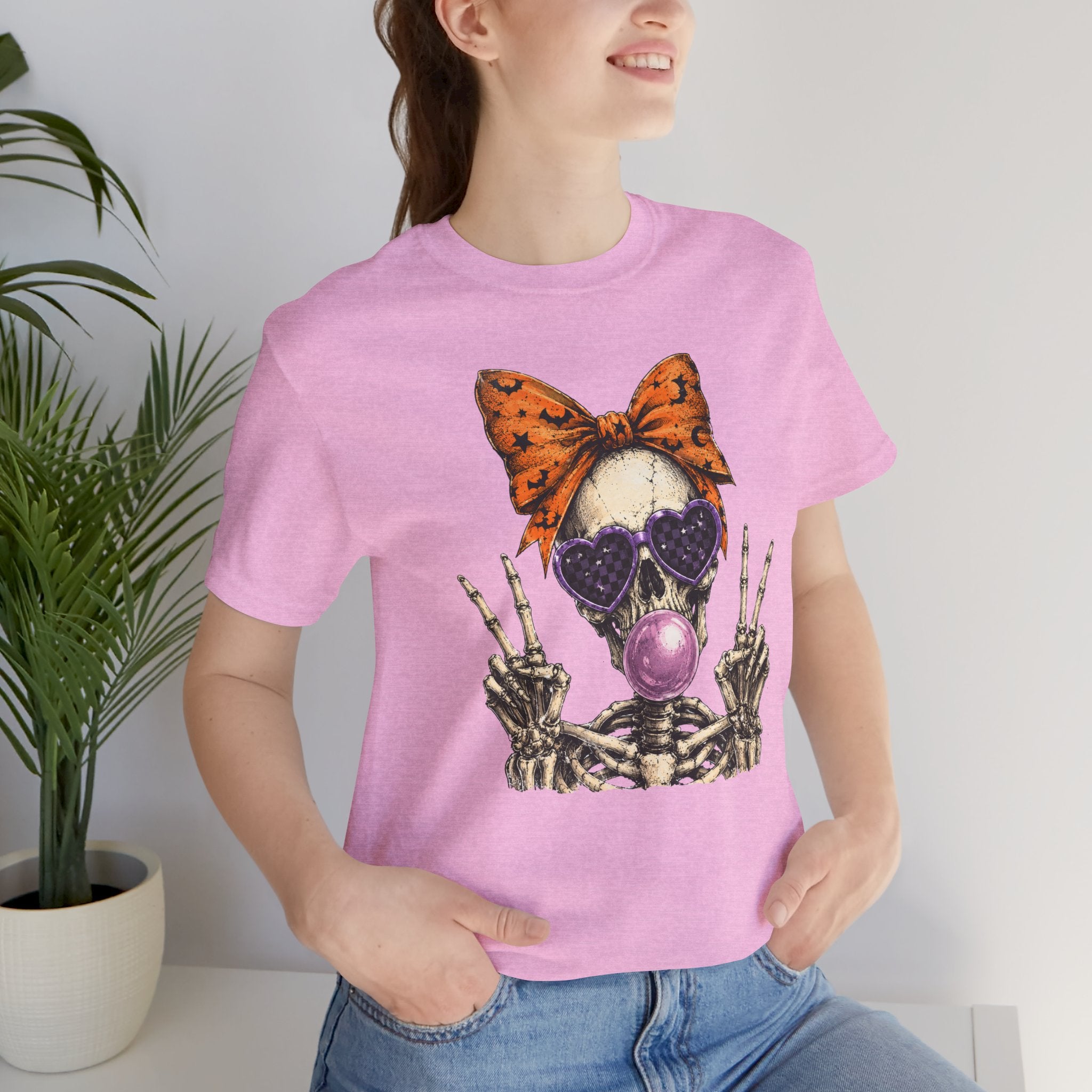 Skull Bubblegum Tee — Cute Gothic Skull with Bow & Sunglasses Graphic T-Shirt