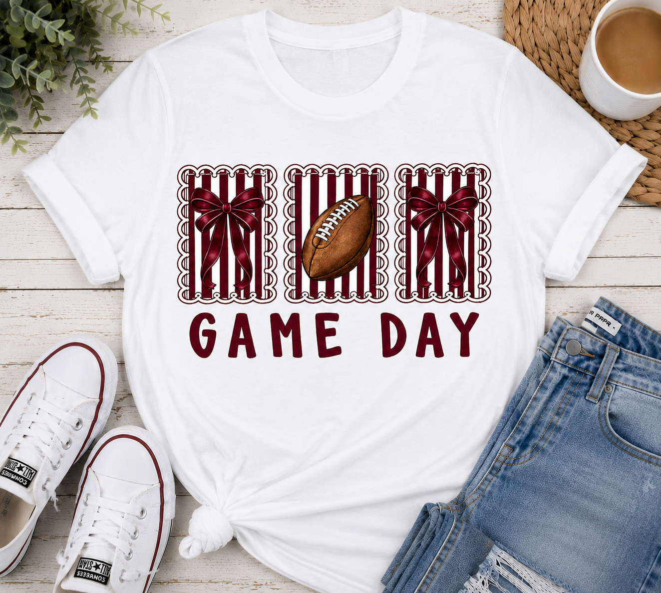 Game Day Football T-Shirt — Vintage Stripes & Helmet Design