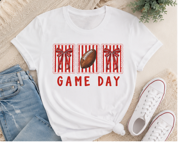 Game Day Football Tee — Striped Presents Design