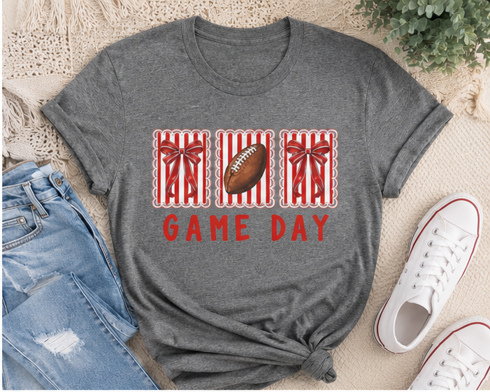Game Day Football Tee — Striped Presents Design