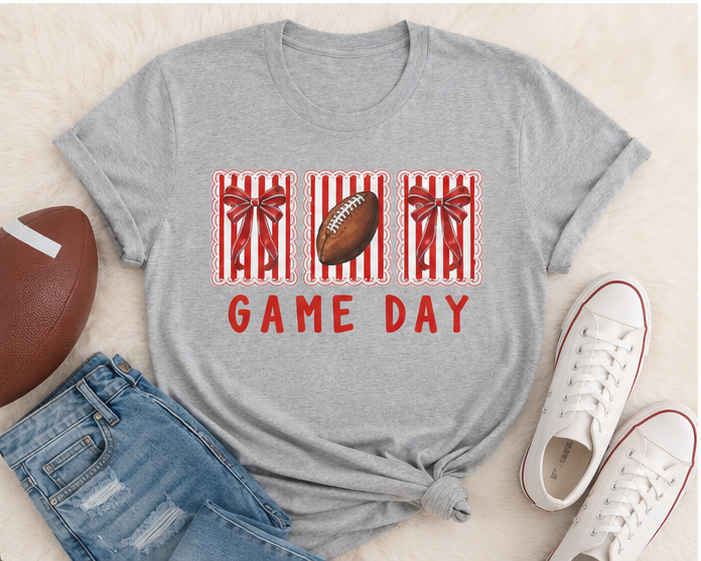 Game Day Football Tee — Striped Presents Design