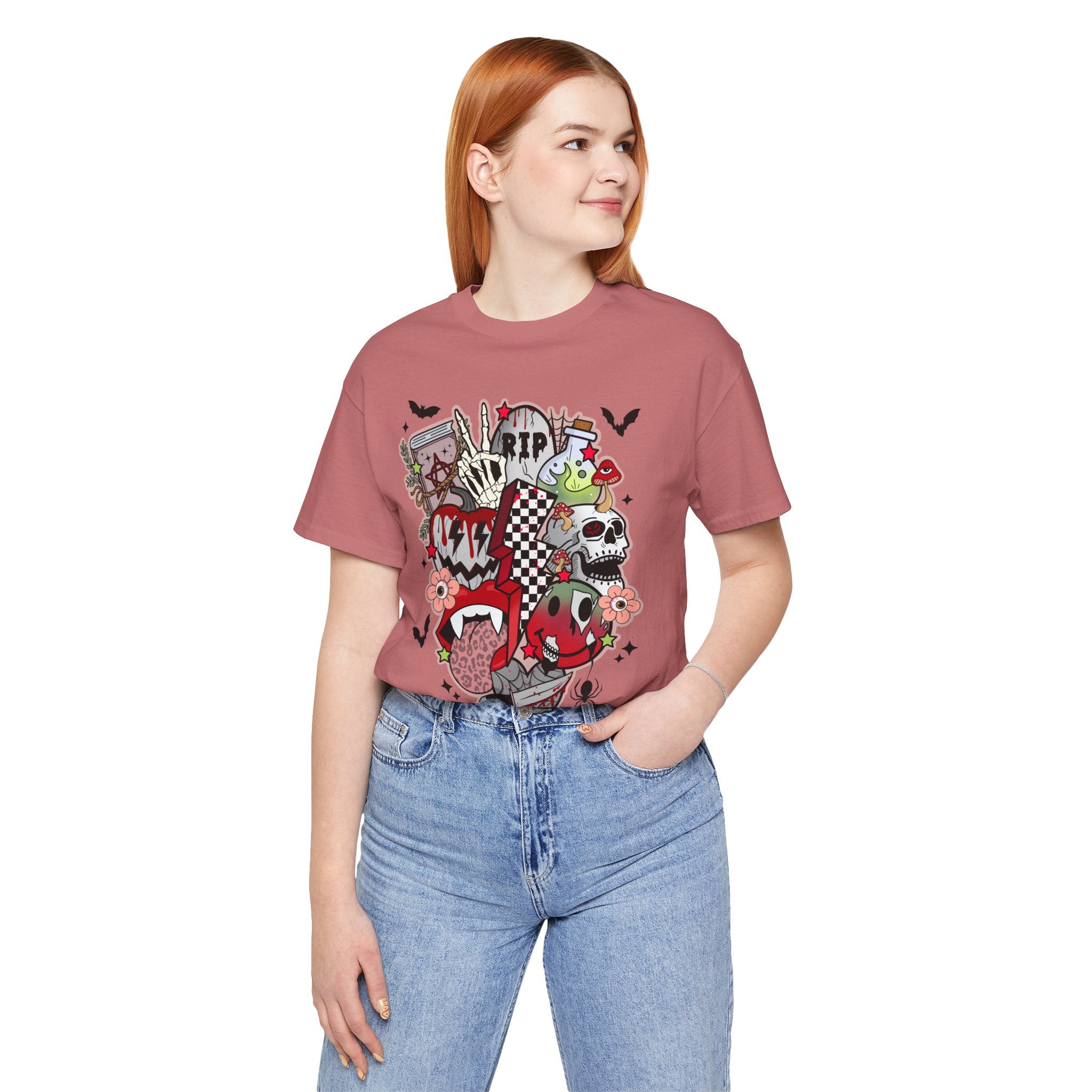 Skull & Joker Graphic Tee — Halloween Goth Punk Horror T-Shirt