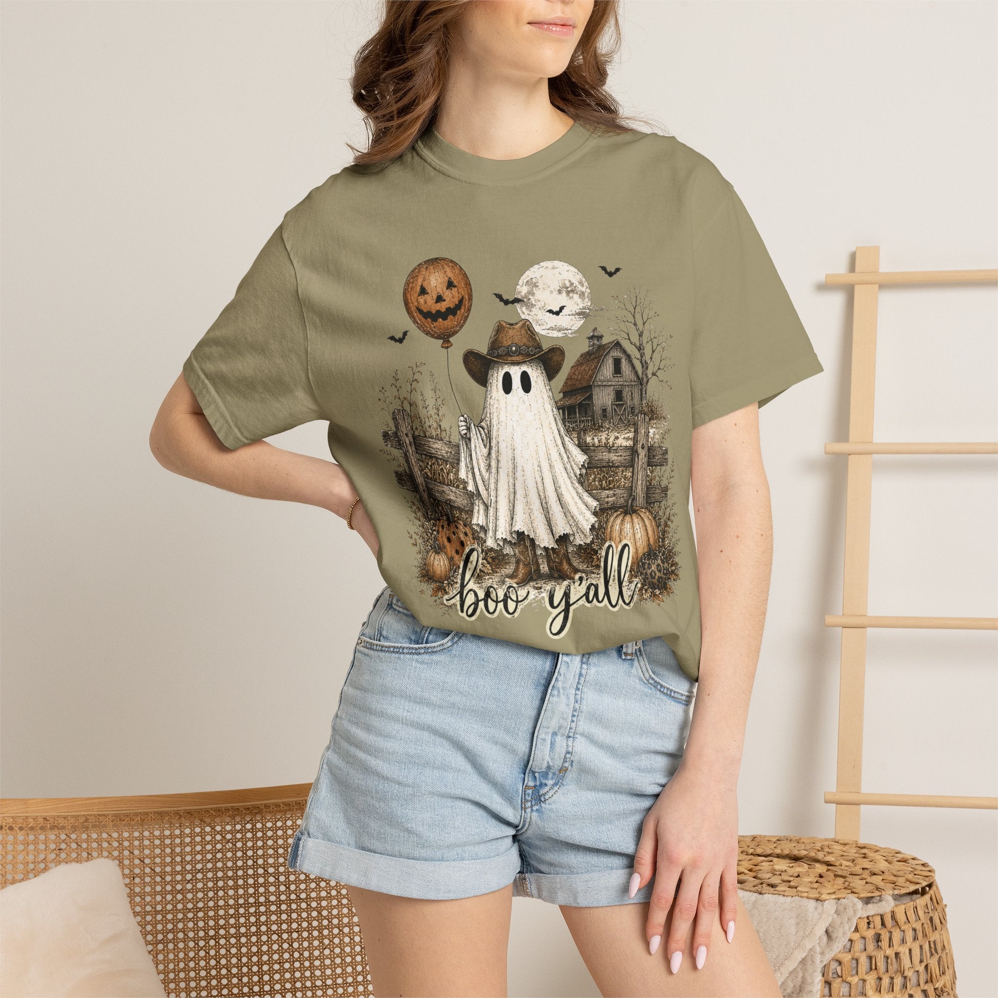Boo Y'all Halloween Ghost T-Shirt — Cute Rustic Pumpkin Farm Spooky Tee