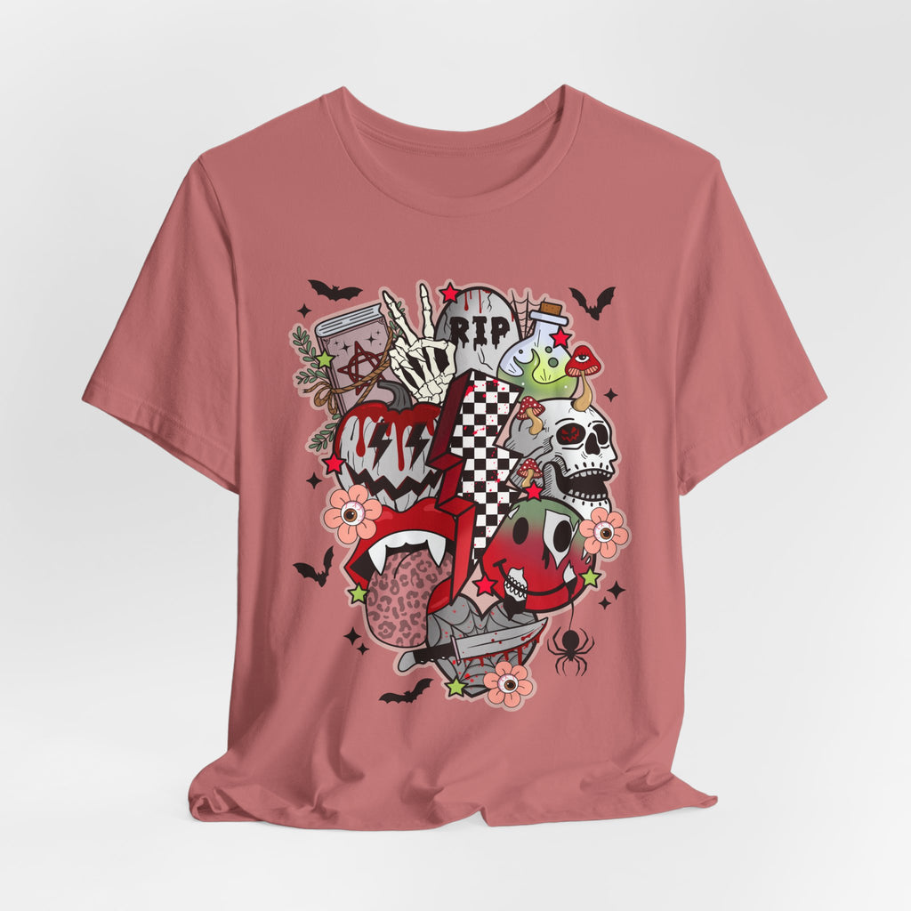 Skull & Joker Graphic Tee — Halloween Goth Punk Horror T-Shirt