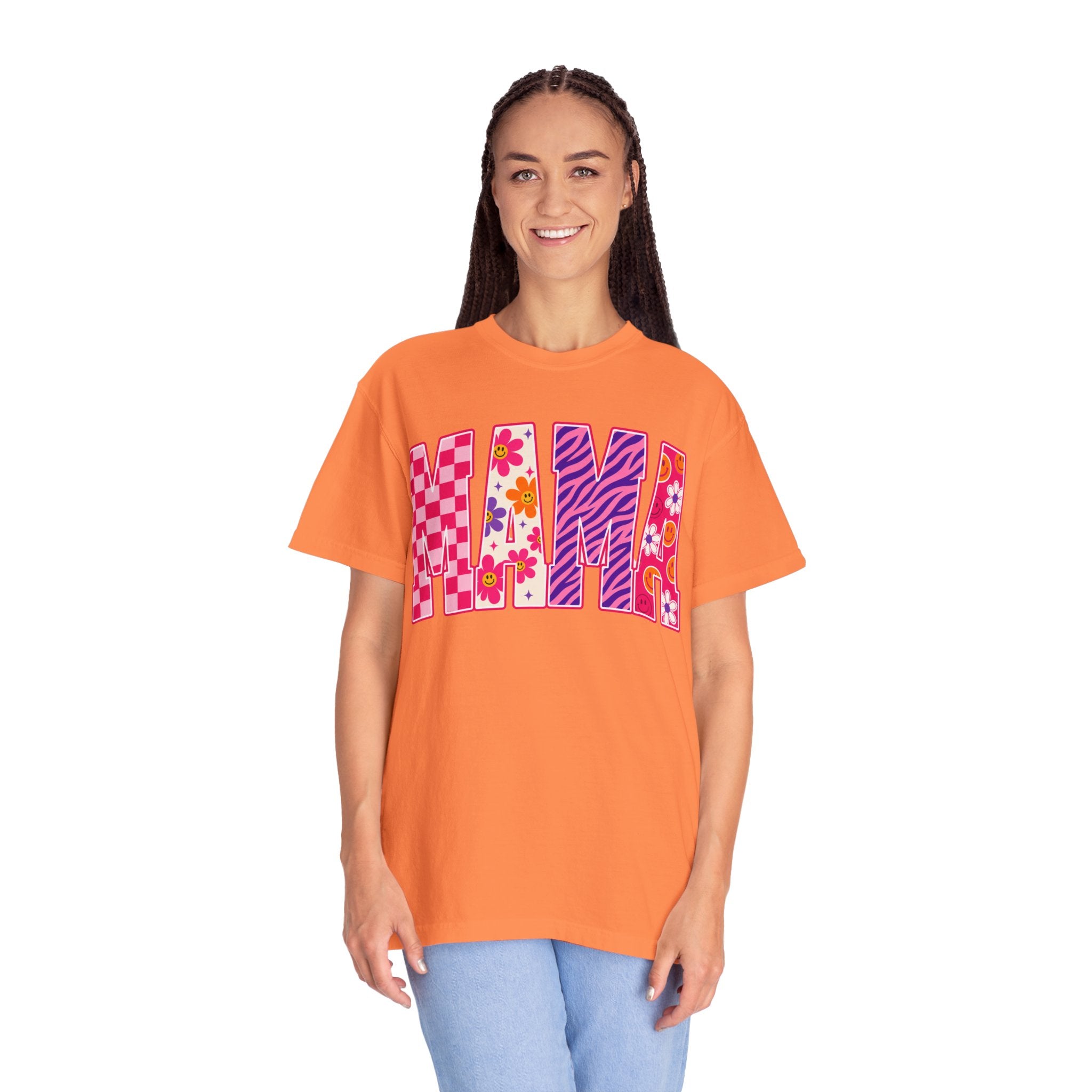 Miami Retro Graphic T-Shirt — Colorful Floral & Pattern Block Lettering