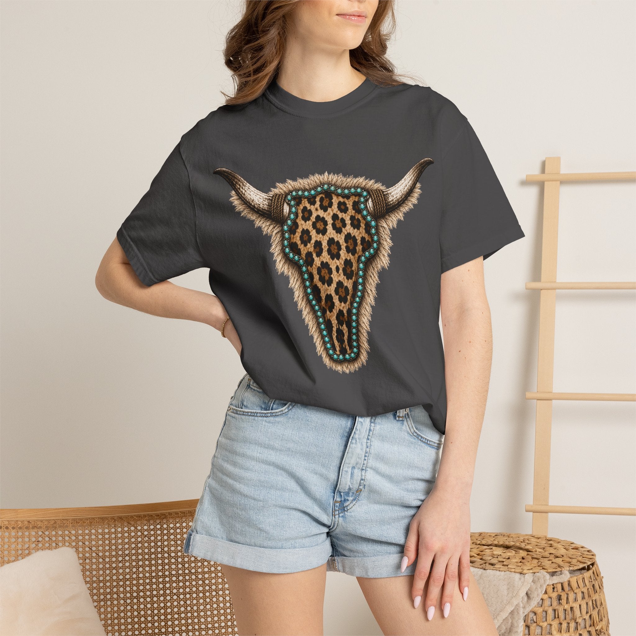 Leopard Skull Tee — Western Bull Skull Graphic T-Shirt