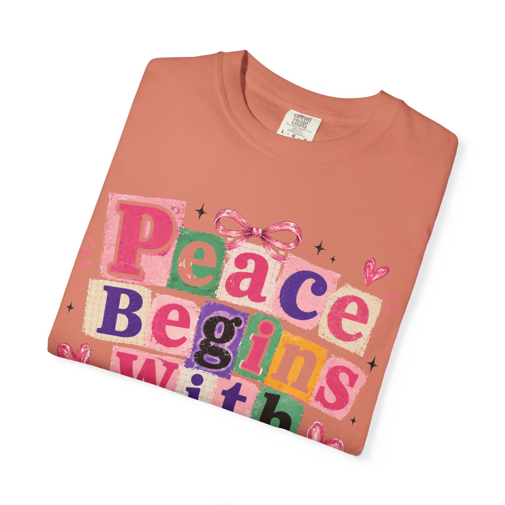 Peace Begins With Prayer T-Shirt — Inspirational Faith Graphic Tee