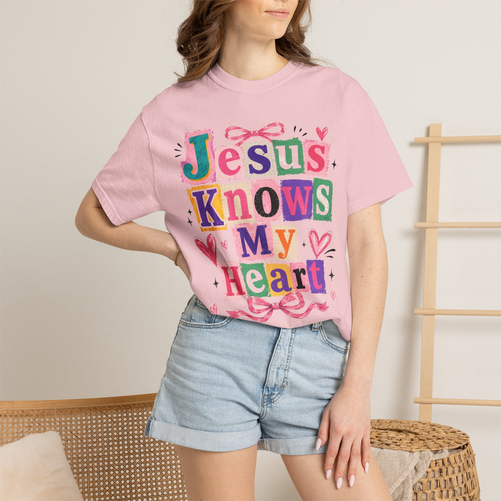 Jesus Knows My Heart T-Shirt — Colorful Faith Graphic Tee
