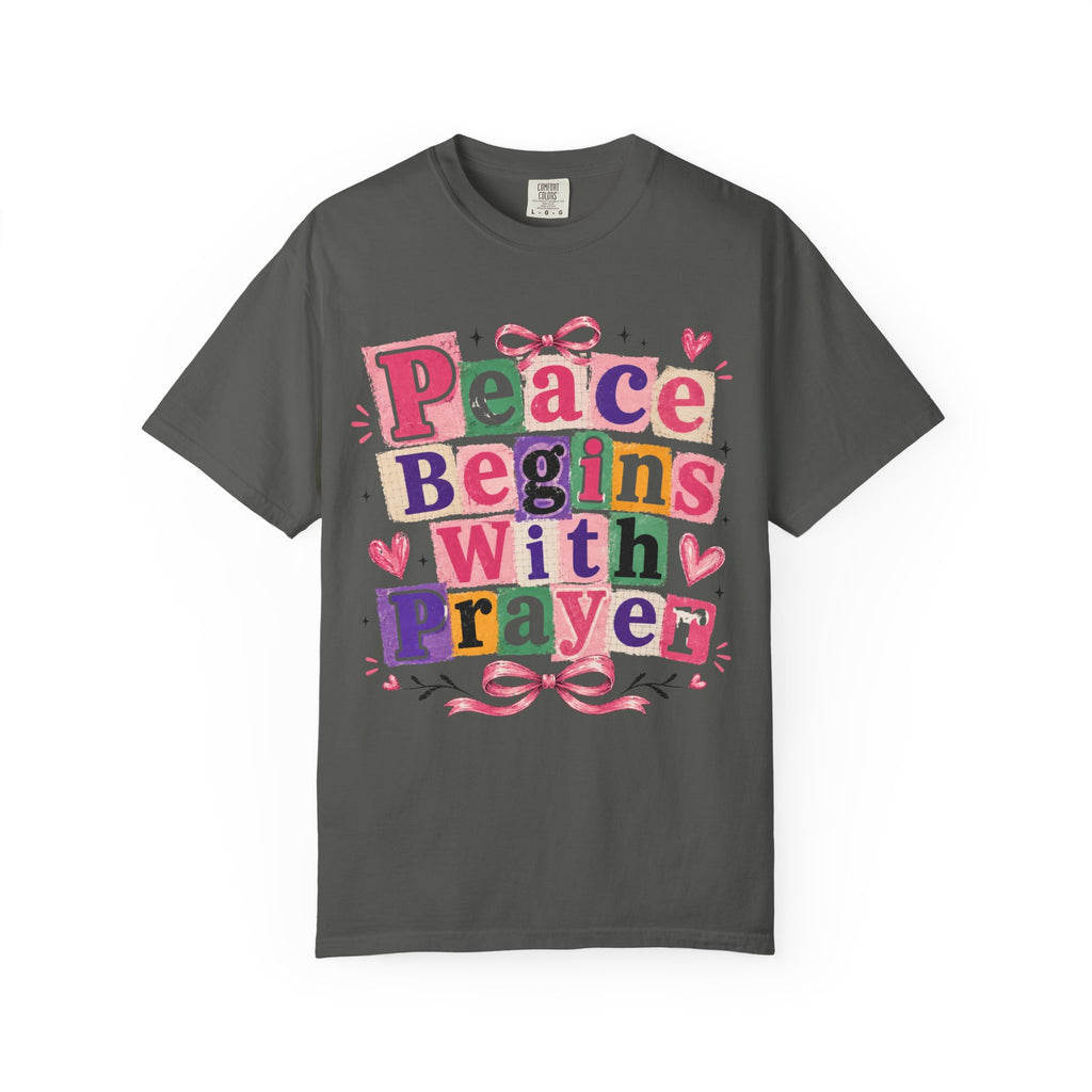 Peace Begins With Prayer T-Shirt — Inspirational Faith Graphic Tee