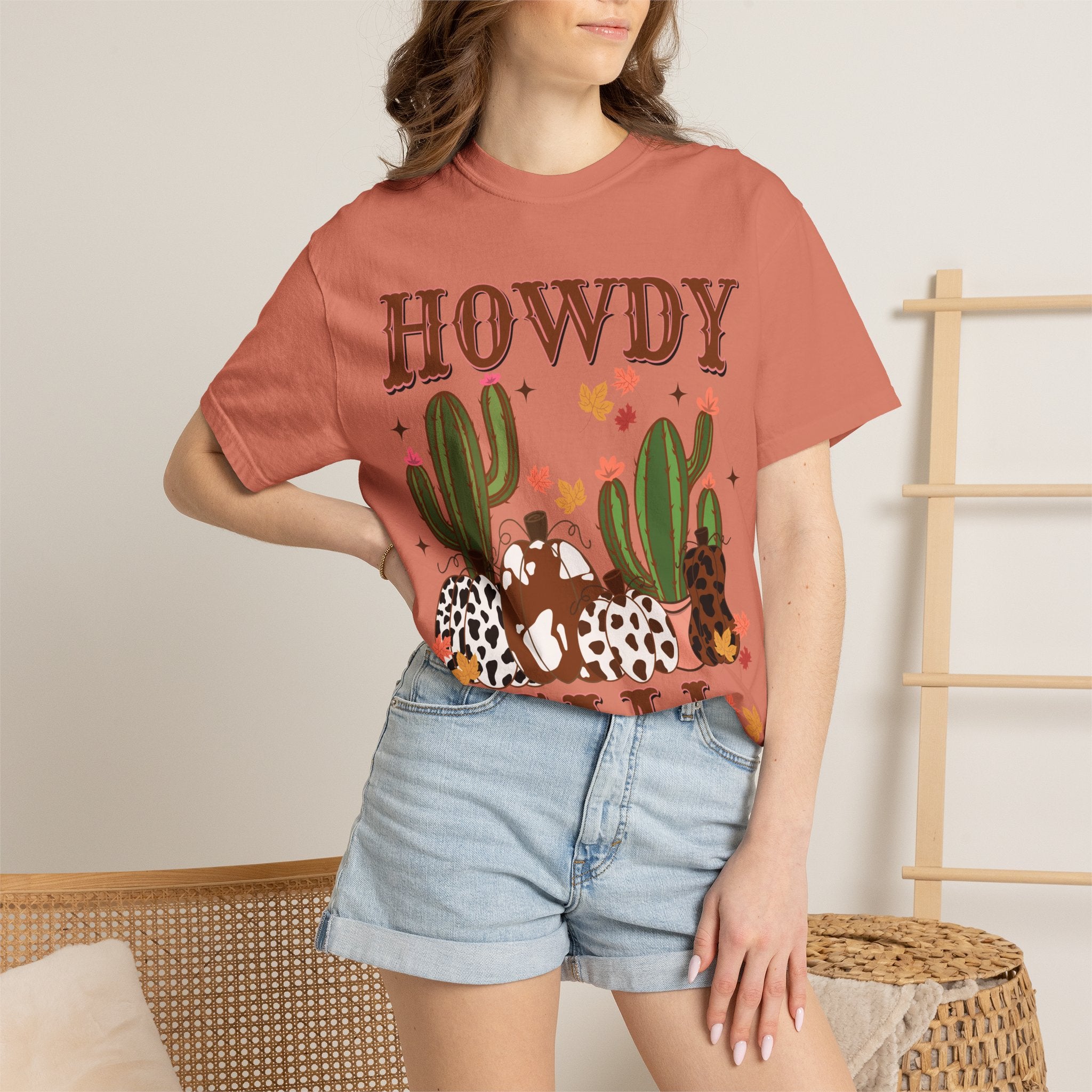 Howdy Fall Graphic Tee — Western Cactus Pumpkin Autumn T-Shirt
