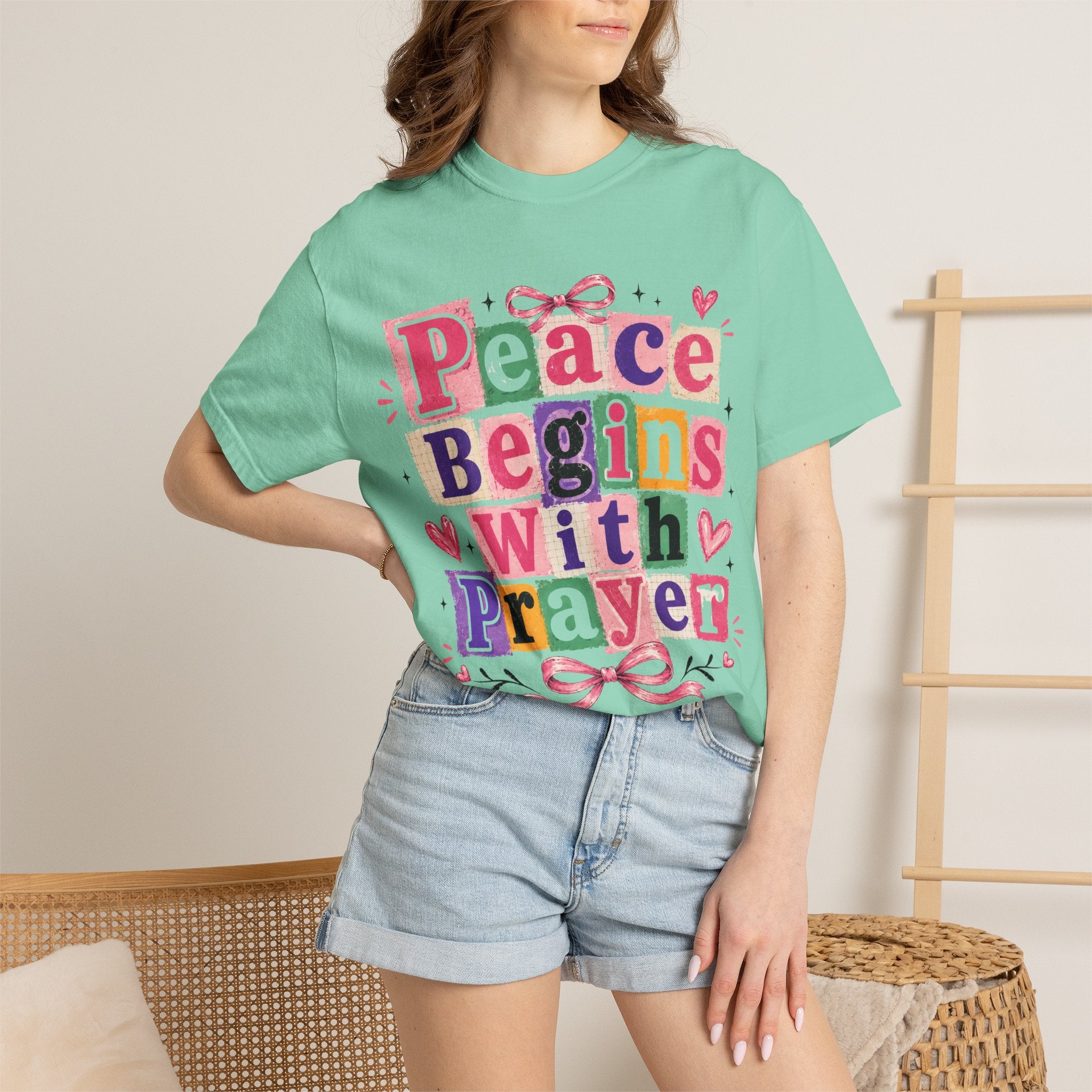 Peace Begins With Prayer T-Shirt — Inspirational Faith Graphic Tee