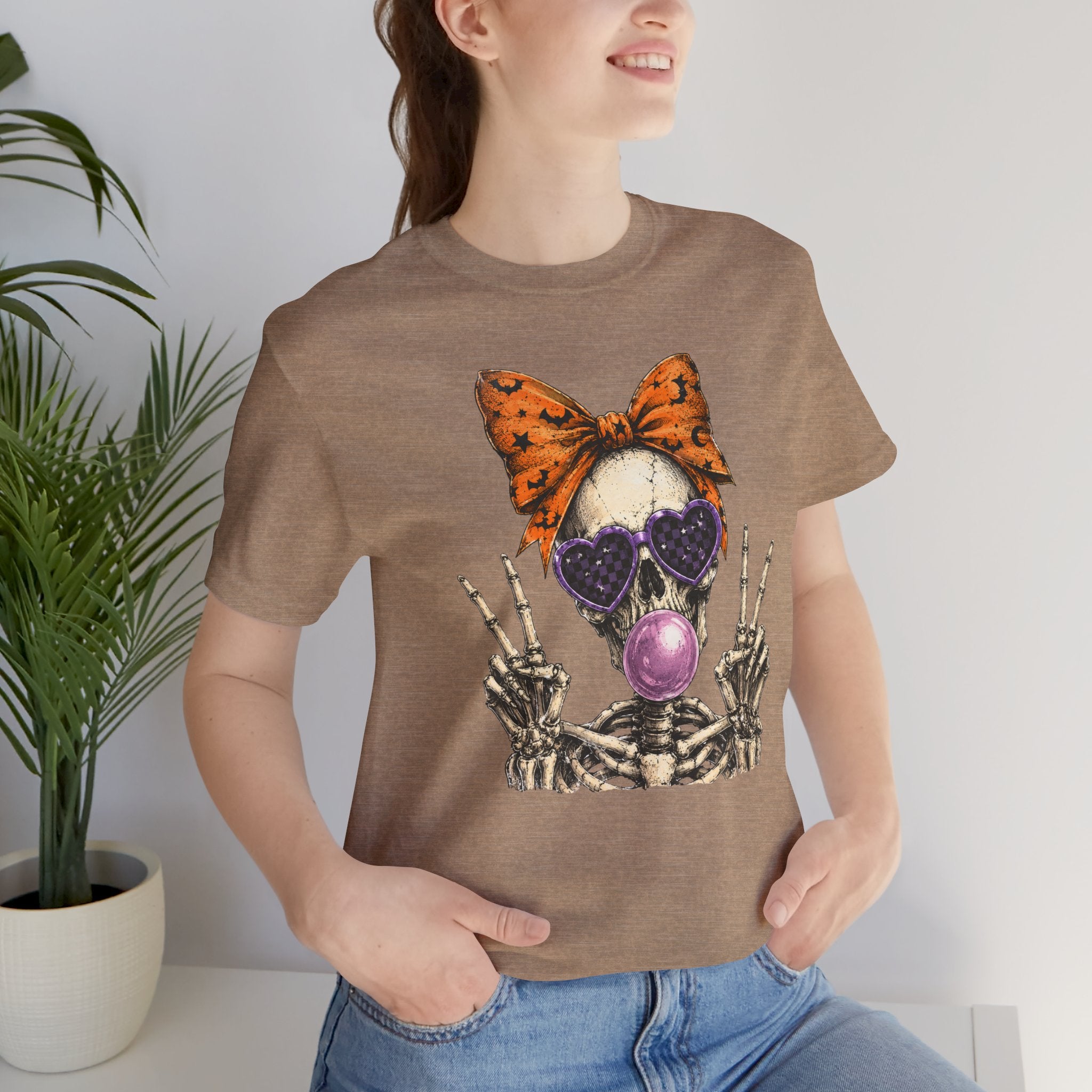 Skull Bubblegum Tee — Cute Gothic Skull with Bow & Sunglasses Graphic T-Shirt