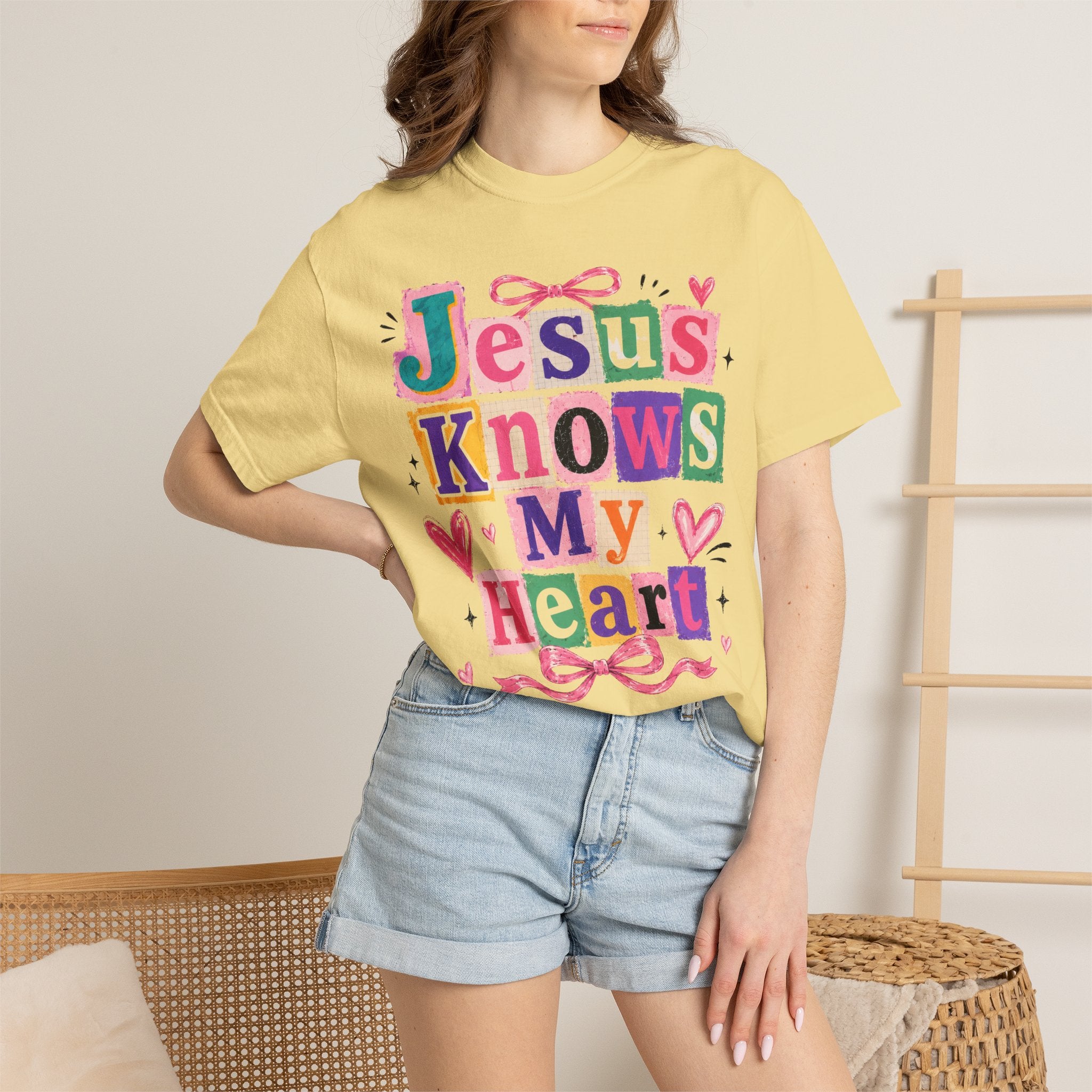 Jesus Knows My Heart T-Shirt — Colorful Faith Graphic Tee