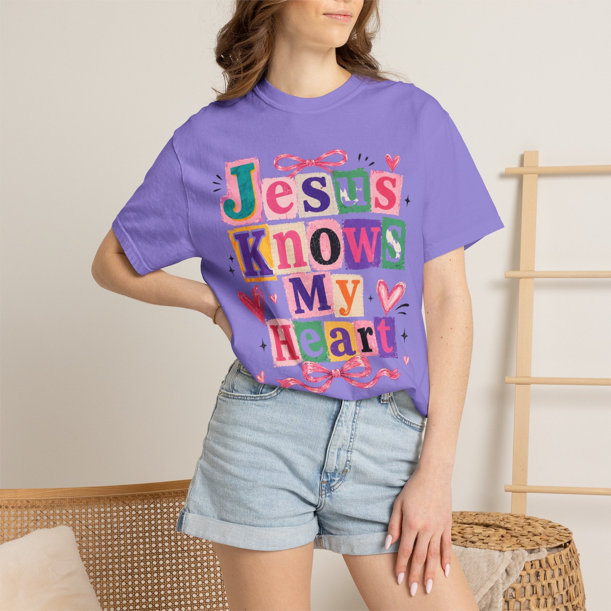 Jesus Knows My Heart T-Shirt — Colorful Faith Graphic Tee