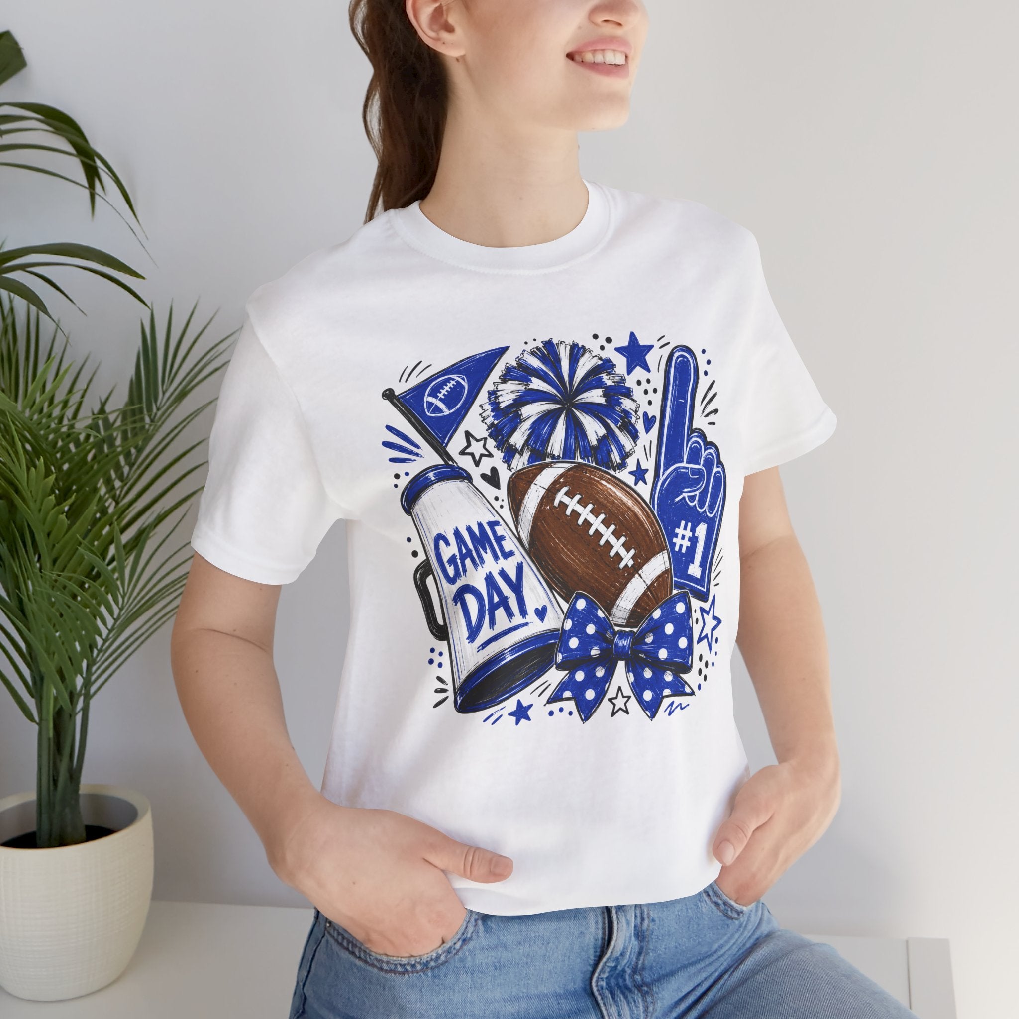 Game Day Football Tee — Blue "Game Day" Fan Graphic Shirt