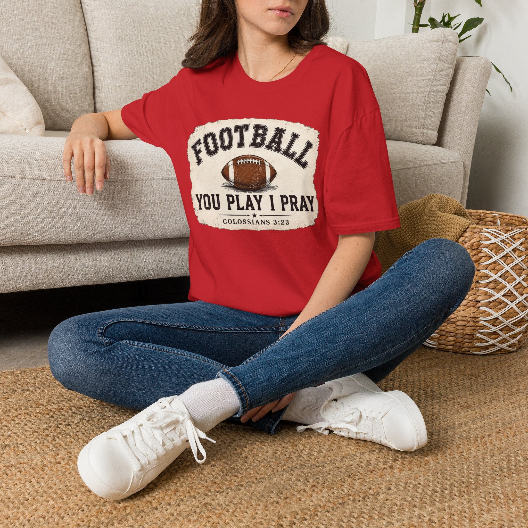 Football "You Play I Pray" T-Shirt — Christian Sports Fan Tee