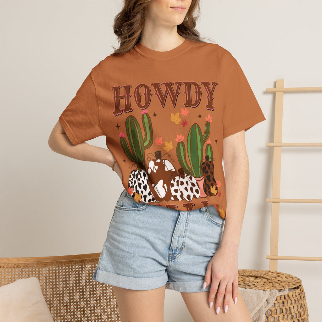Howdy Fall Graphic Tee — Western Cactus Pumpkin Autumn T-Shirt