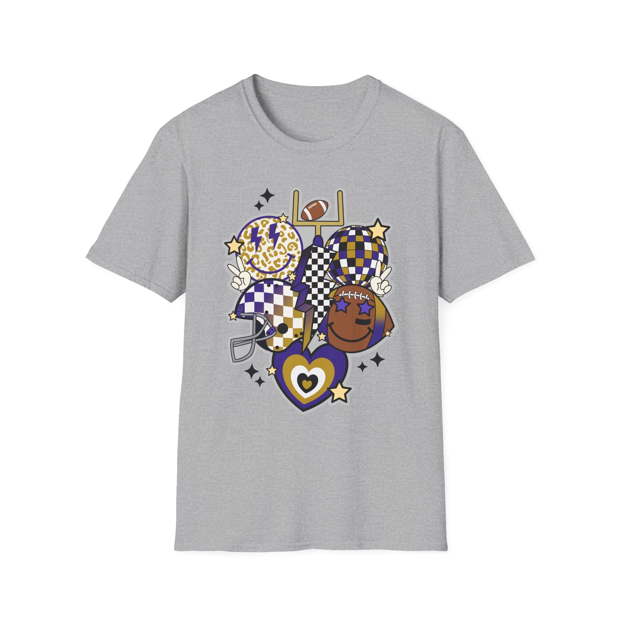 Football Spirit Graphic T-Shirt — Checker & Leopard Team Design