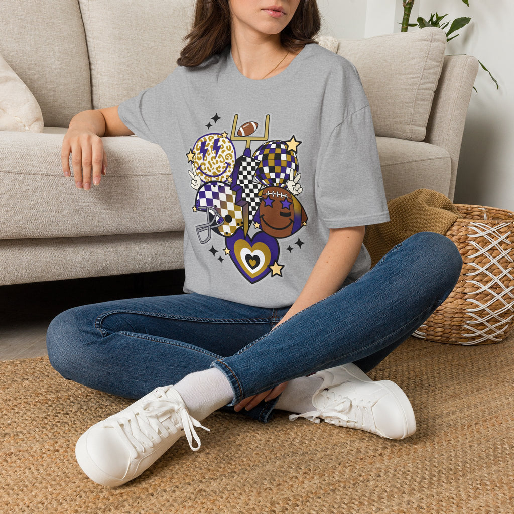 Football Spirit Graphic T-Shirt — Checker & Leopard Team Design