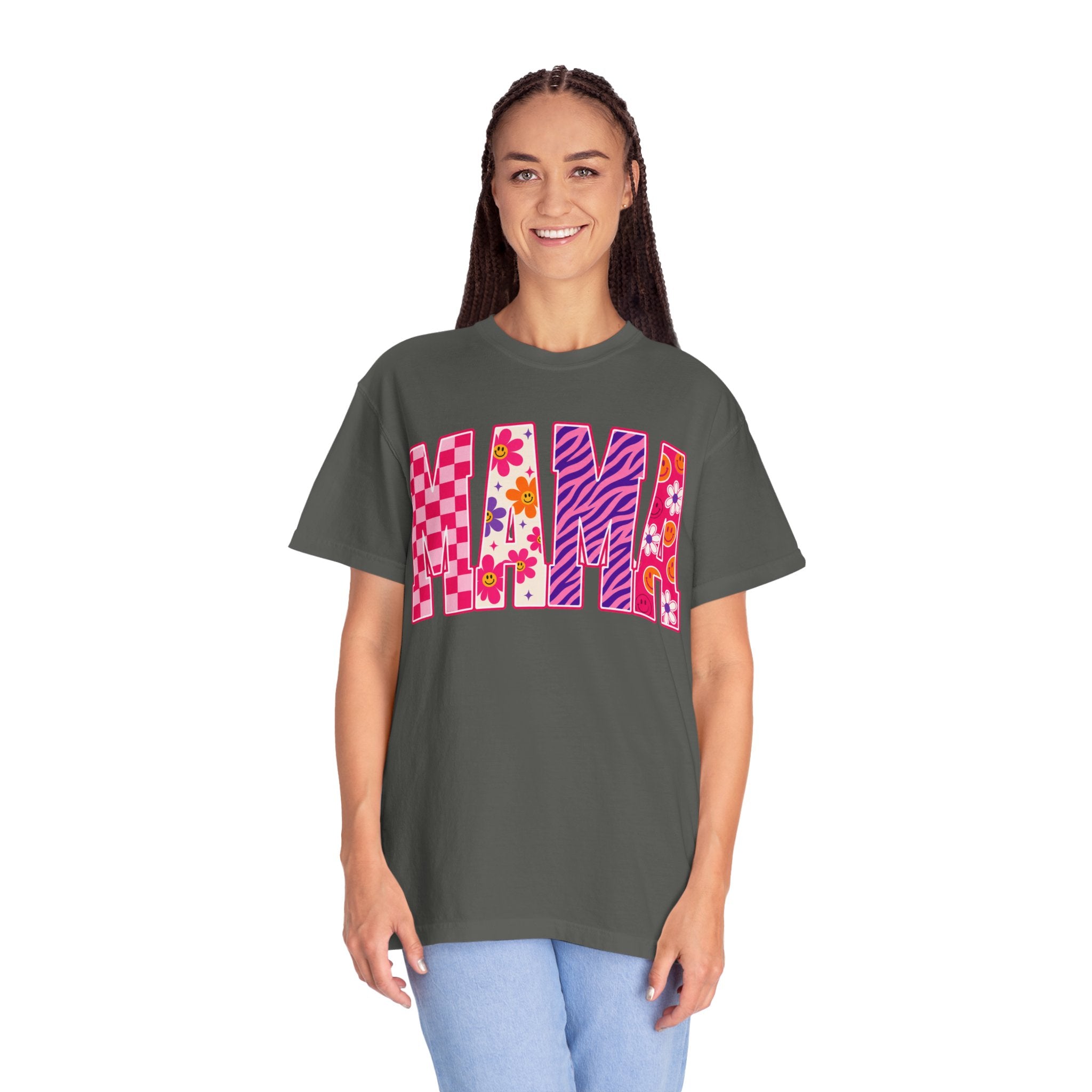 Miami Retro Graphic T-Shirt — Colorful Floral & Pattern Block Lettering