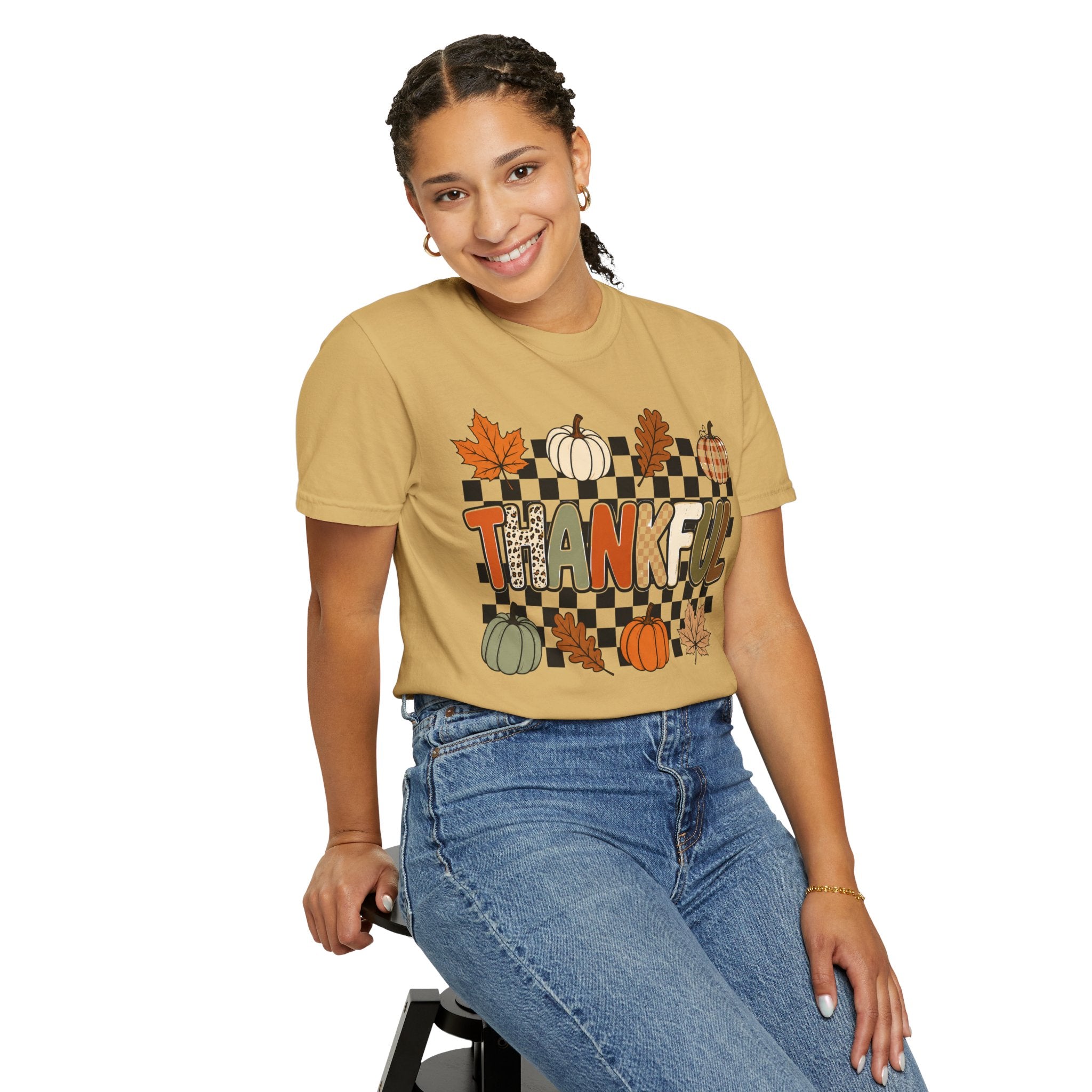 Thankful Fall T-Shirt — Pumpkin & Leaves Thanksgiving Tee