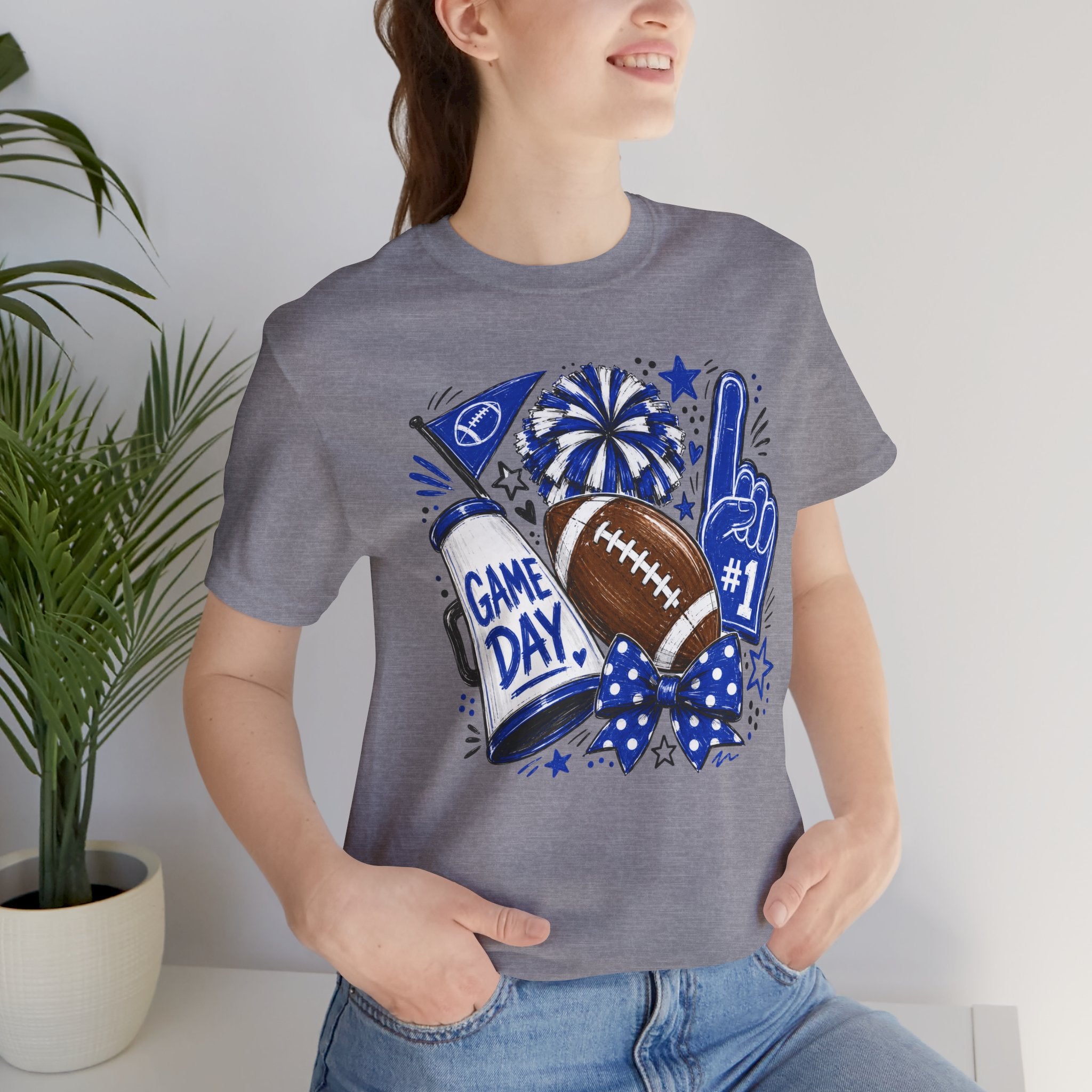 Game Day Football Tee — Blue "Game Day" Fan Graphic Shirt