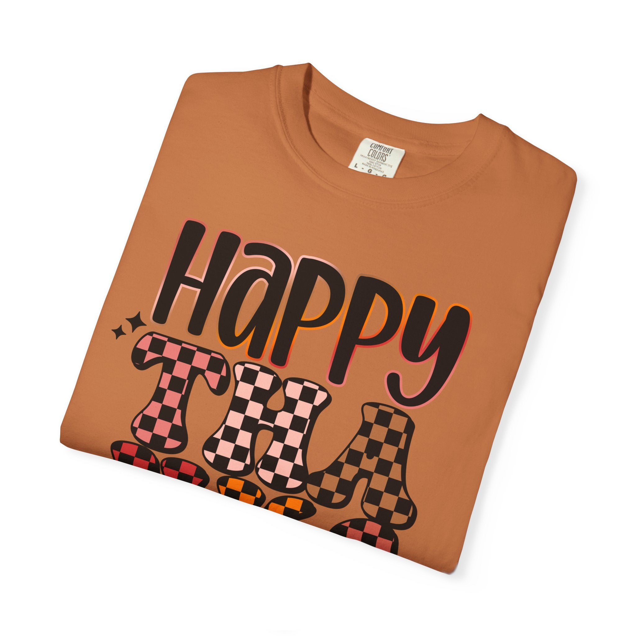 Happy Thanksgiving T-Shirt — Retro Plaid & Leopard Fall Tee