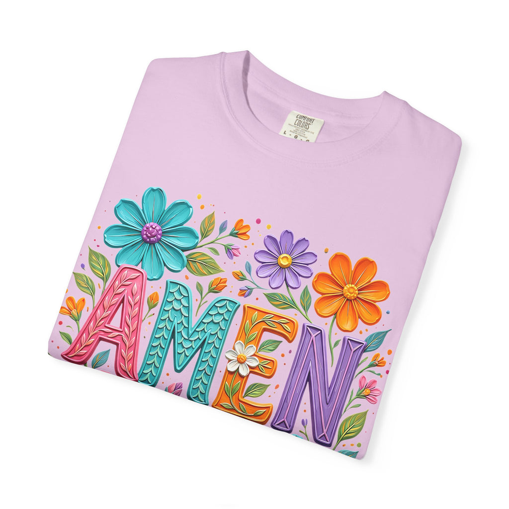 Amen Floral T-Shirt — Colorful Retro Flowers Graphic Tee