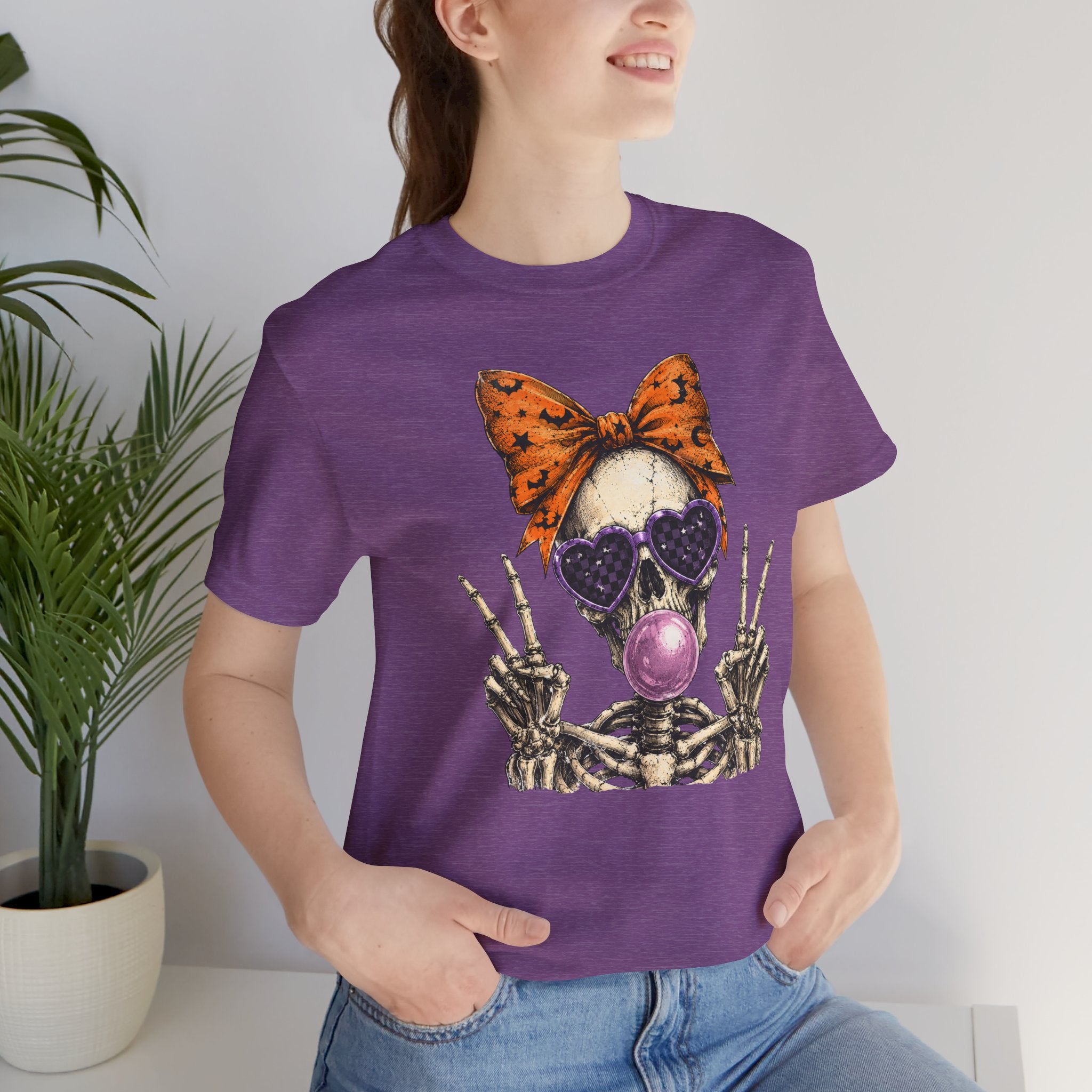 Skull Bubblegum Tee — Cute Gothic Skull with Bow & Sunglasses Graphic T-Shirt