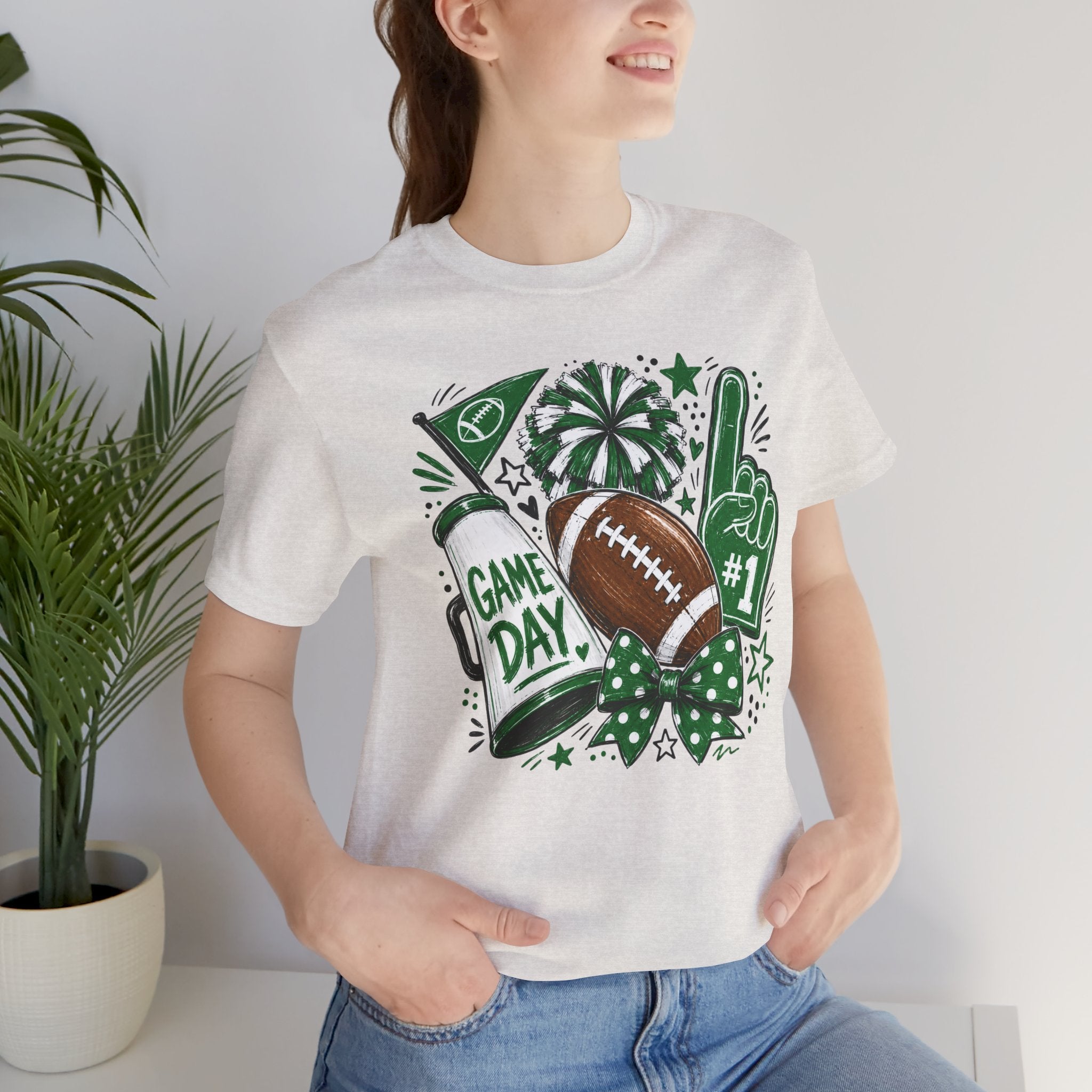 Game Day Football Tee — Green Spirit Fan Shirt