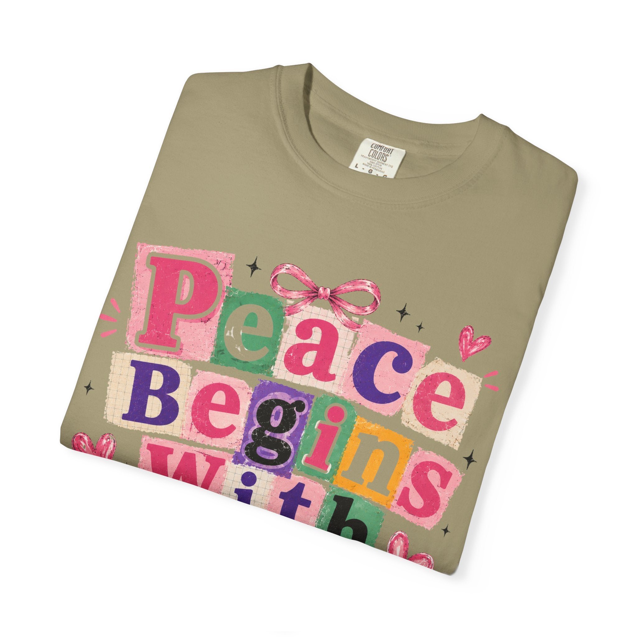 Peace Begins With Prayer T-Shirt — Inspirational Faith Graphic Tee