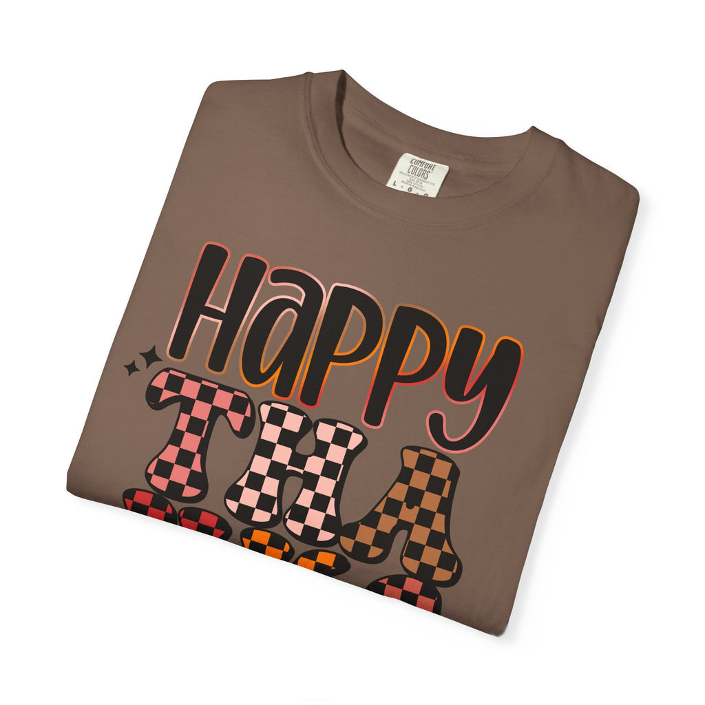 Happy Thanksgiving T-Shirt — Retro Plaid & Leopard Fall Tee