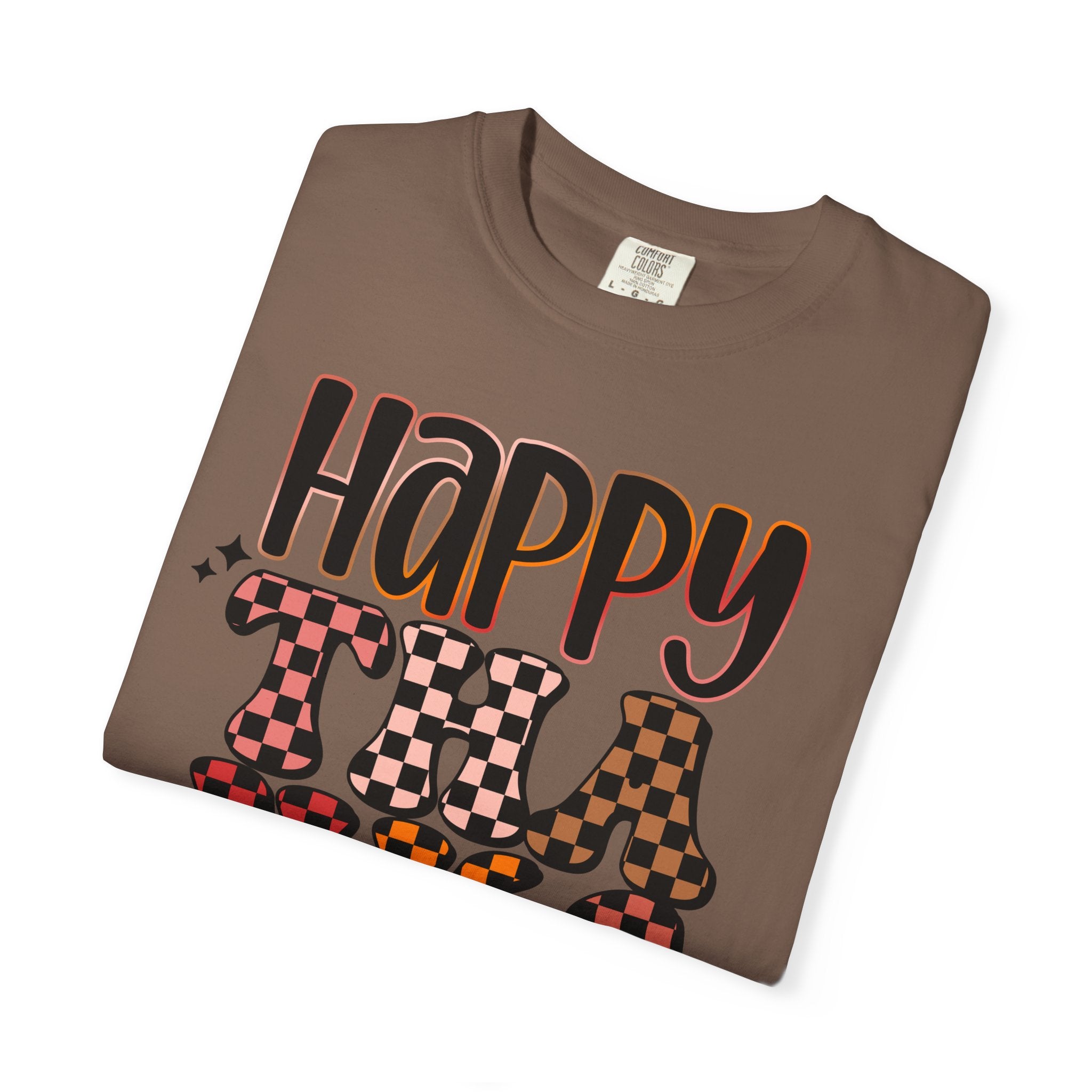 Happy Thanksgiving T-Shirt — Retro Plaid & Leopard Fall Tee