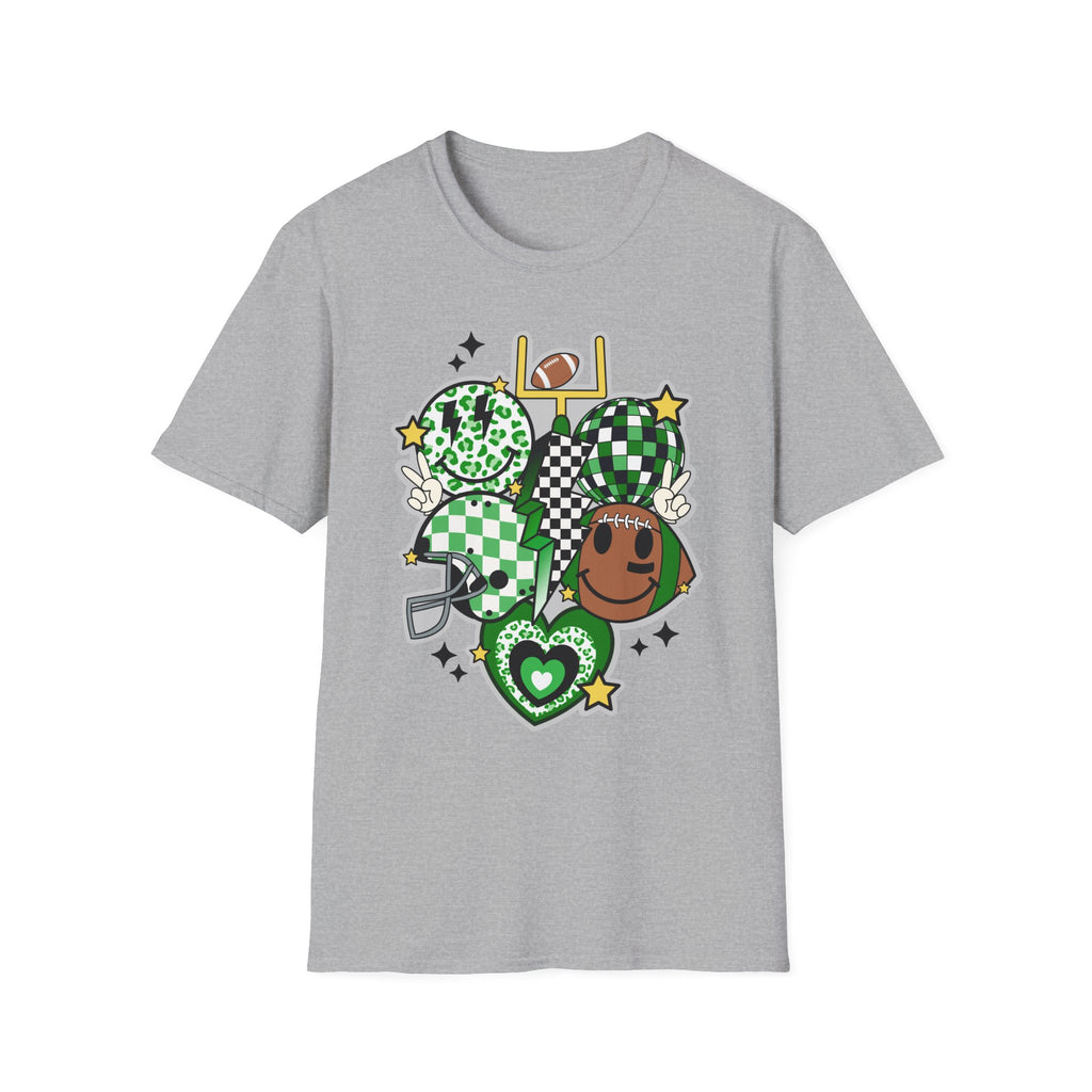 Football Green Checker Crewneck T-Shirt — St. Patrick’s Game Day Graphic