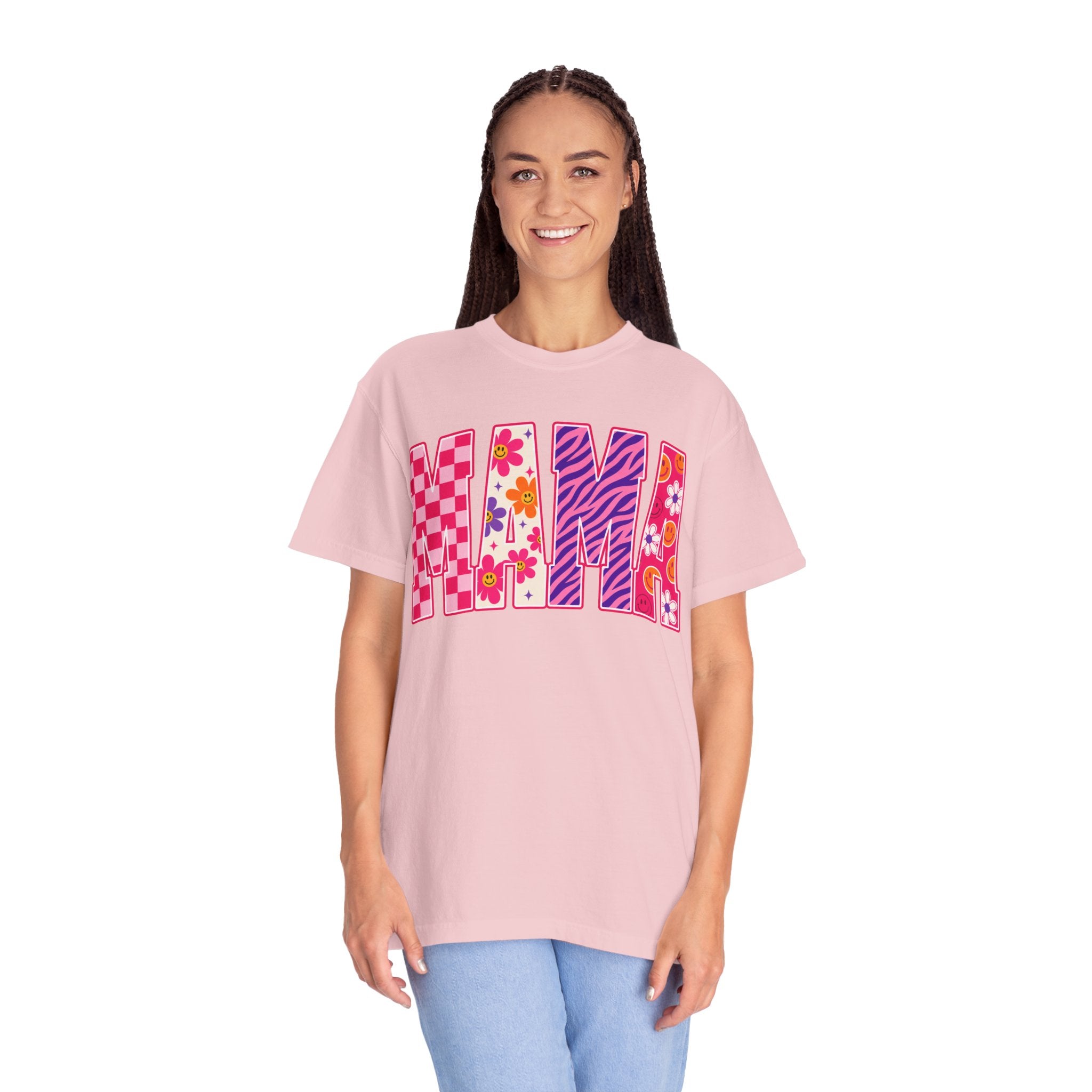 Miami Retro Graphic T-Shirt — Colorful Floral & Pattern Block Lettering
