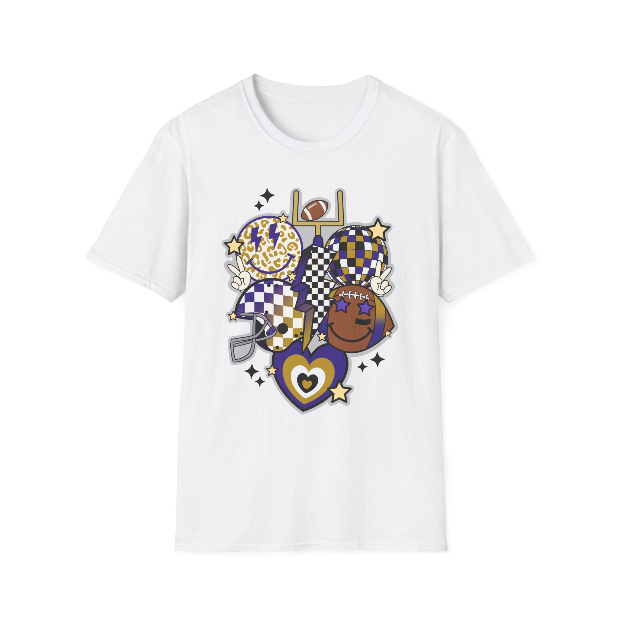 Football Spirit Graphic T-Shirt — Checker & Leopard Team Design