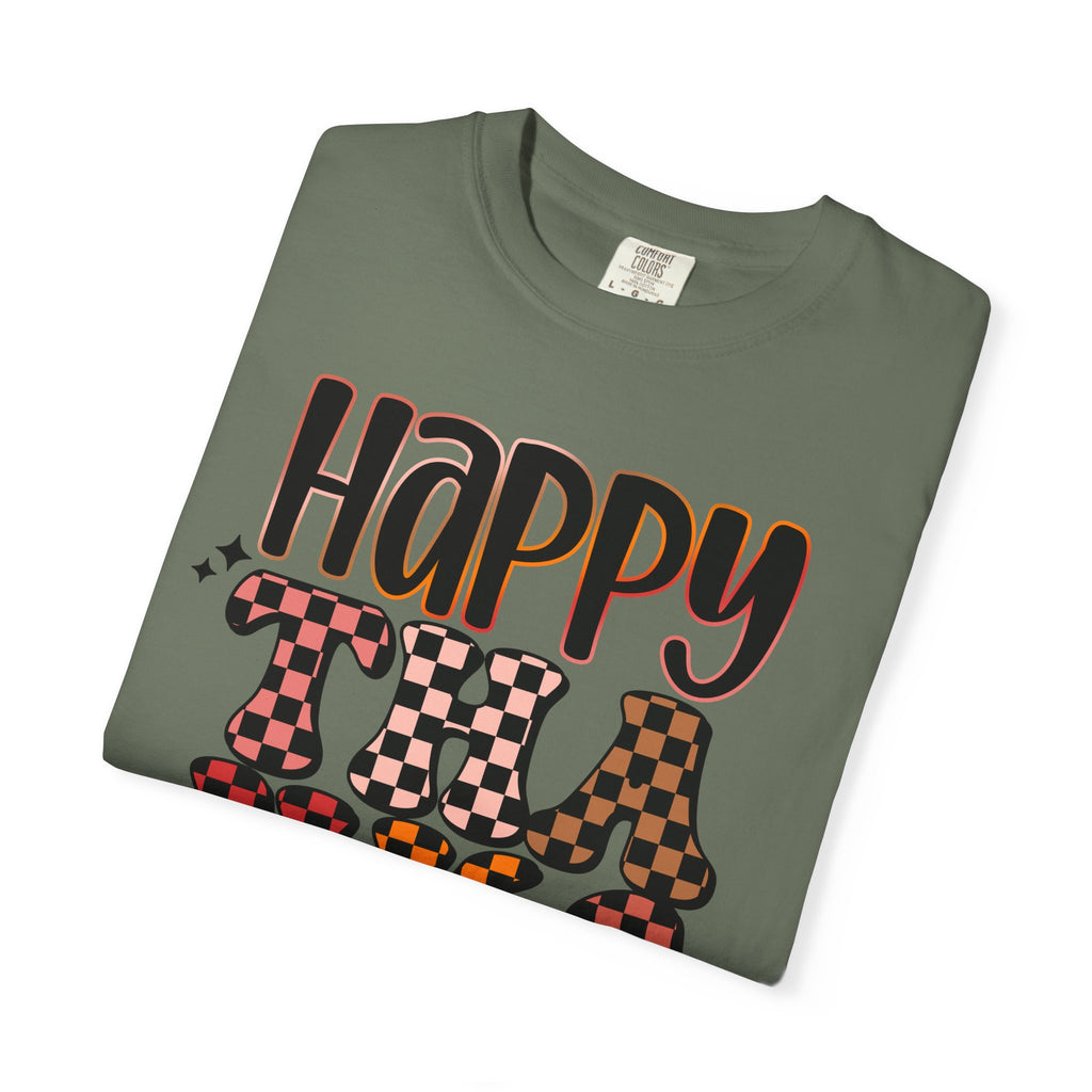 Happy Thanksgiving T-Shirt — Retro Plaid & Leopard Fall Tee
