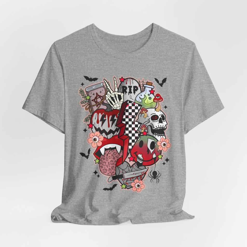 Skull & Joker Graphic Tee — Halloween Goth Punk Horror T-Shirt