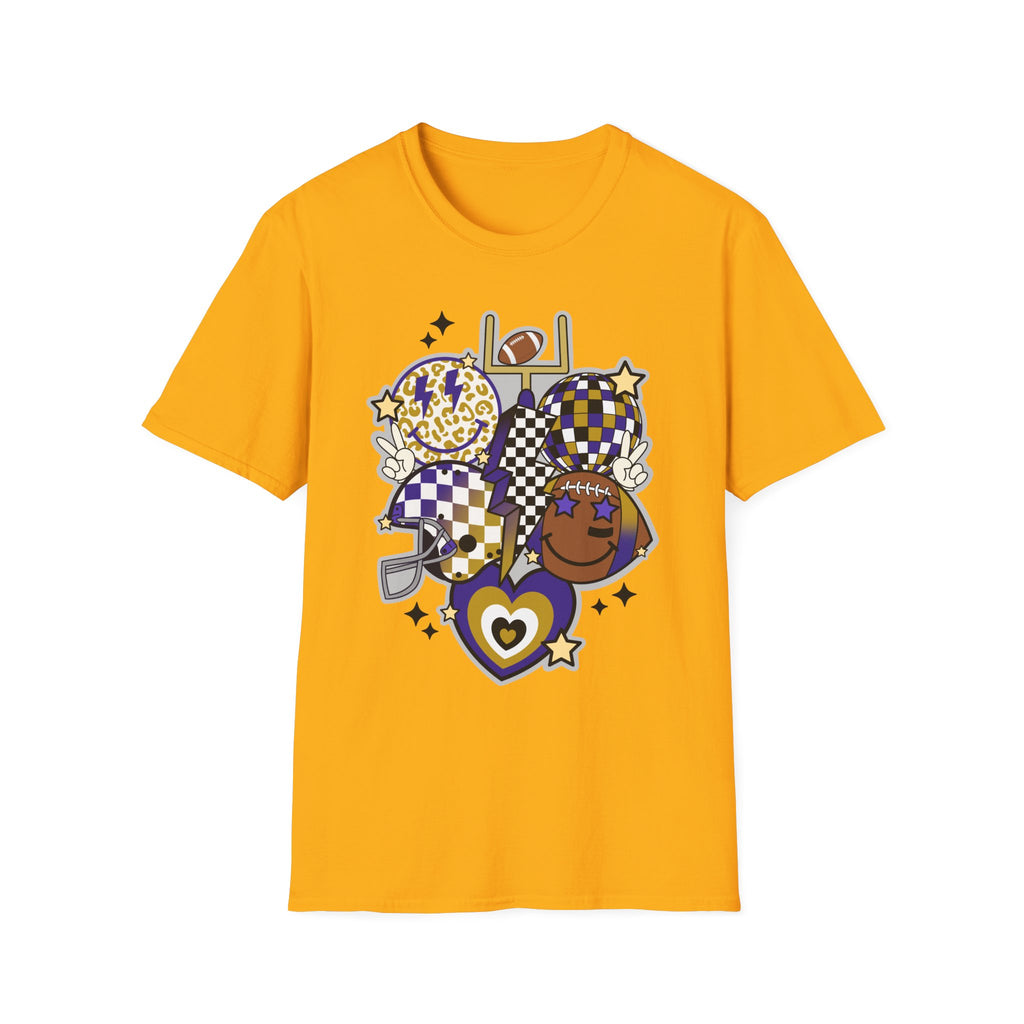 Football Spirit Graphic T-Shirt — Checker & Leopard Team Design