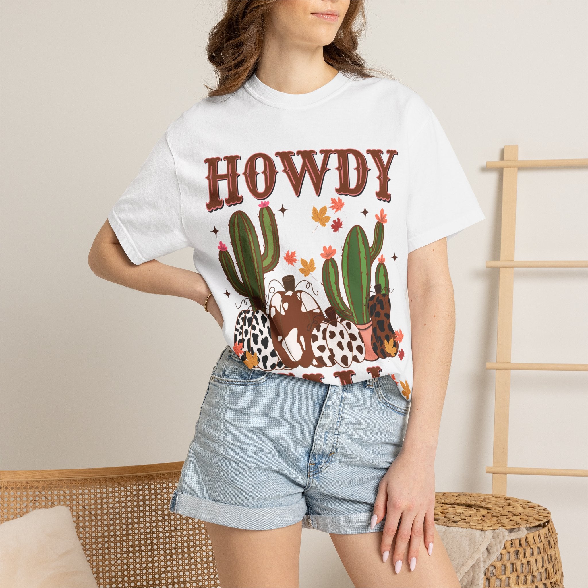 Howdy Fall Graphic Tee — Western Cactus Pumpkin Autumn T-Shirt