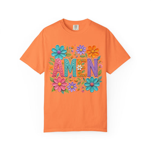 Amen Floral T-Shirt — Colorful Retro Flowers Graphic Tee