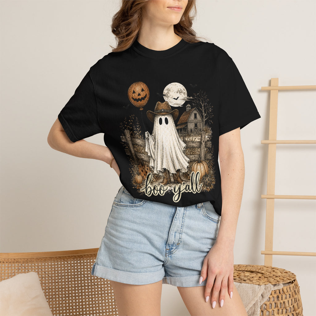 Boo Y'all Halloween Ghost T-Shirt — Cute Rustic Pumpkin Farm Spooky Tee