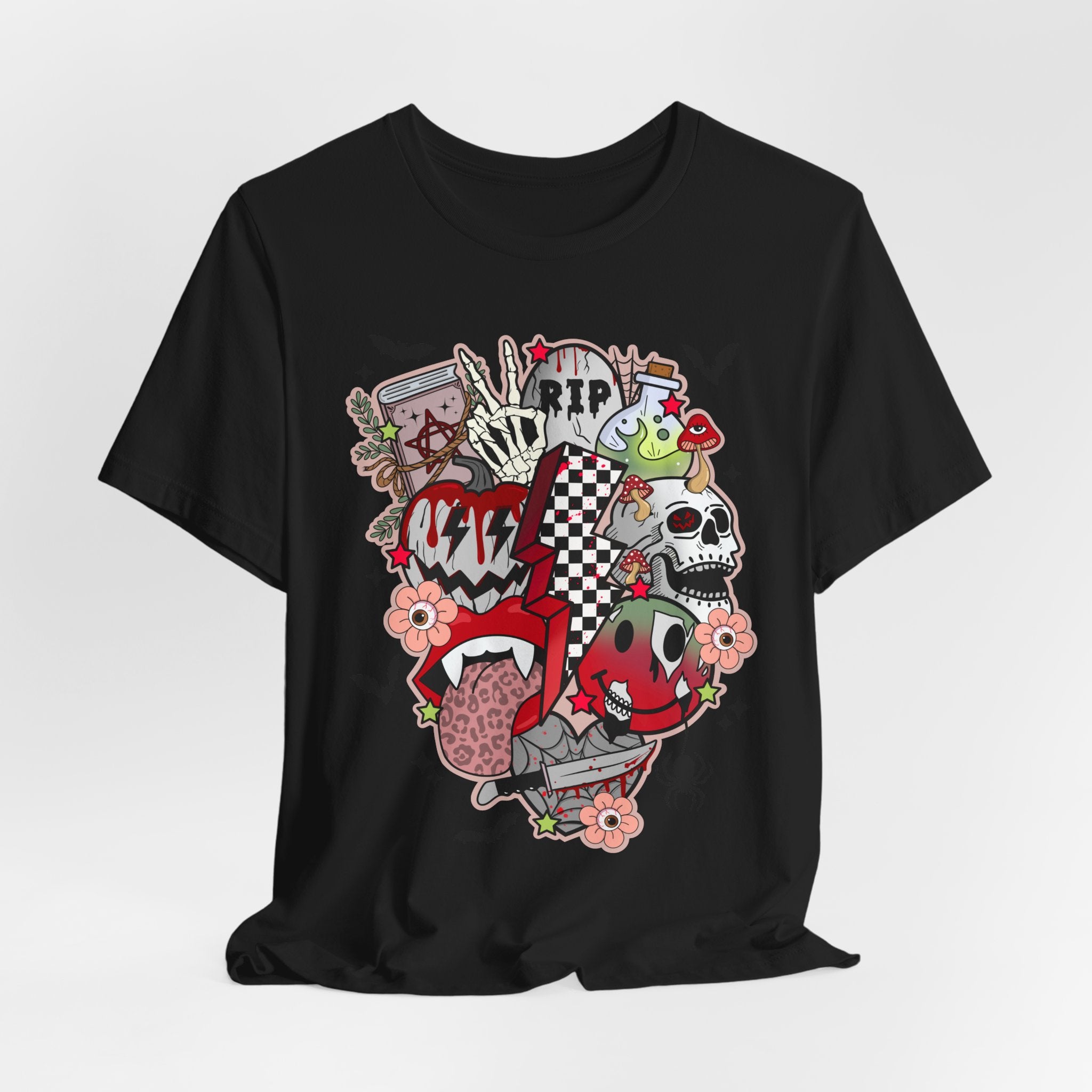 Skull & Joker Graphic Tee — Halloween Goth Punk Horror T-Shirt