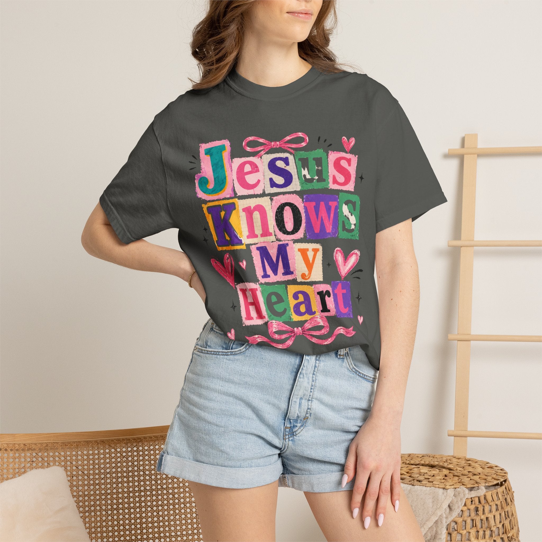 Jesus Knows My Heart T-Shirt — Colorful Faith Graphic Tee