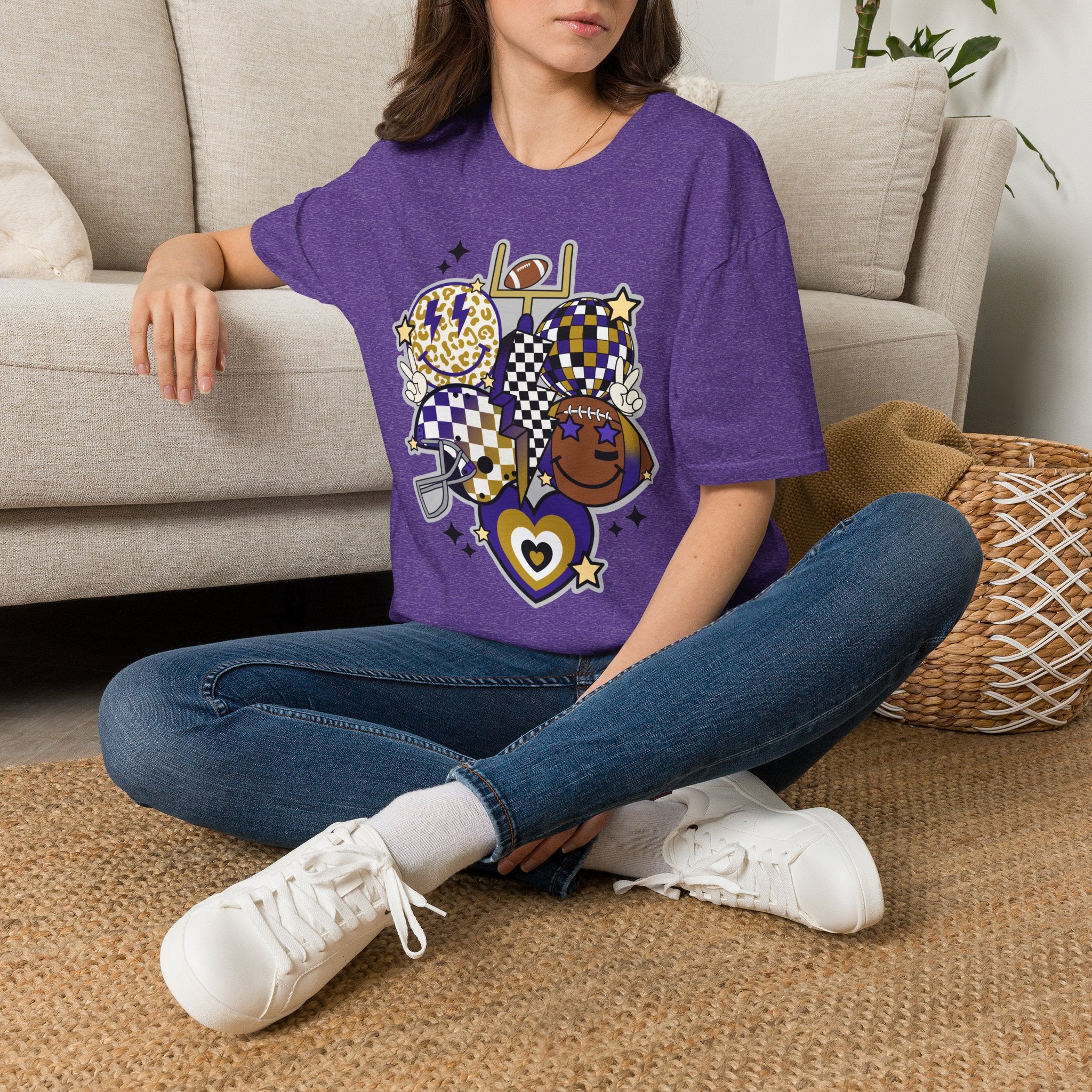 Football Spirit Graphic T-Shirt — Checker & Leopard Team Design