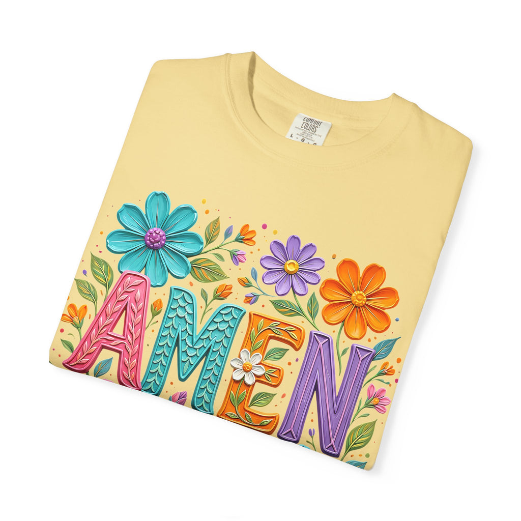 Amen Floral T-Shirt — Colorful Retro Flowers Graphic Tee
